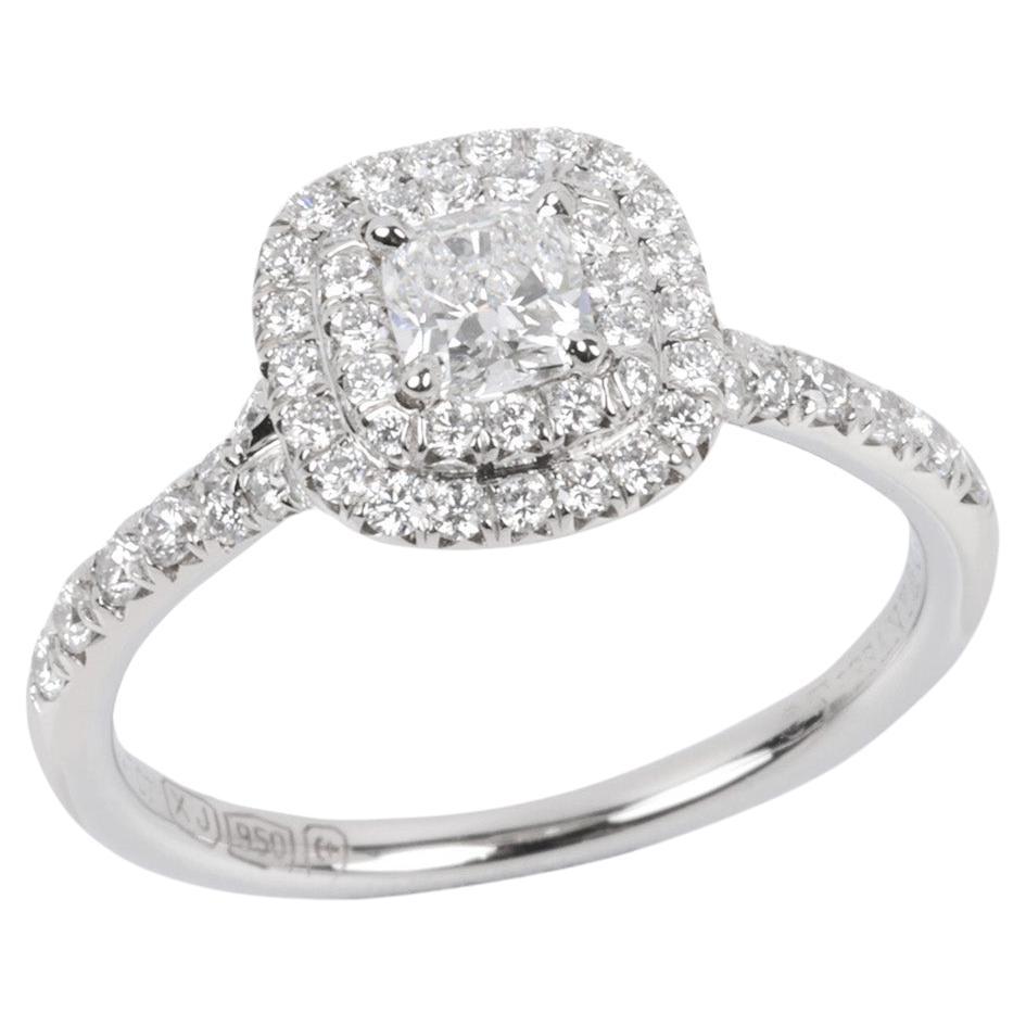 Tiffany & Co. Bague Soleste en platine avec diamant taille coussin de 0.27 carat en vente
