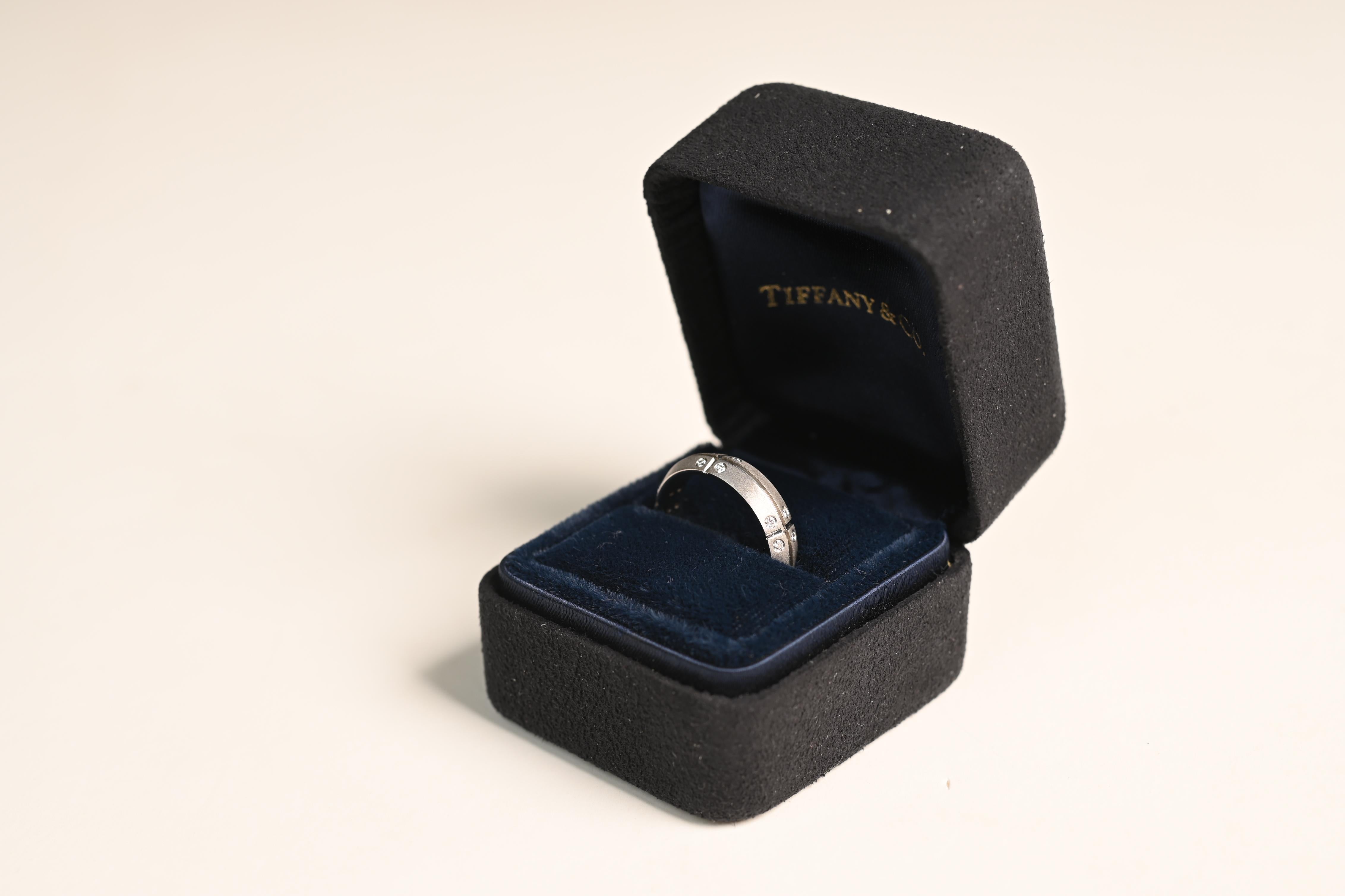Round Cut Tiffany & Co. Round Brilliant Cut Diamond (Approx 0.20-Carats) Wedding Band For Sale
