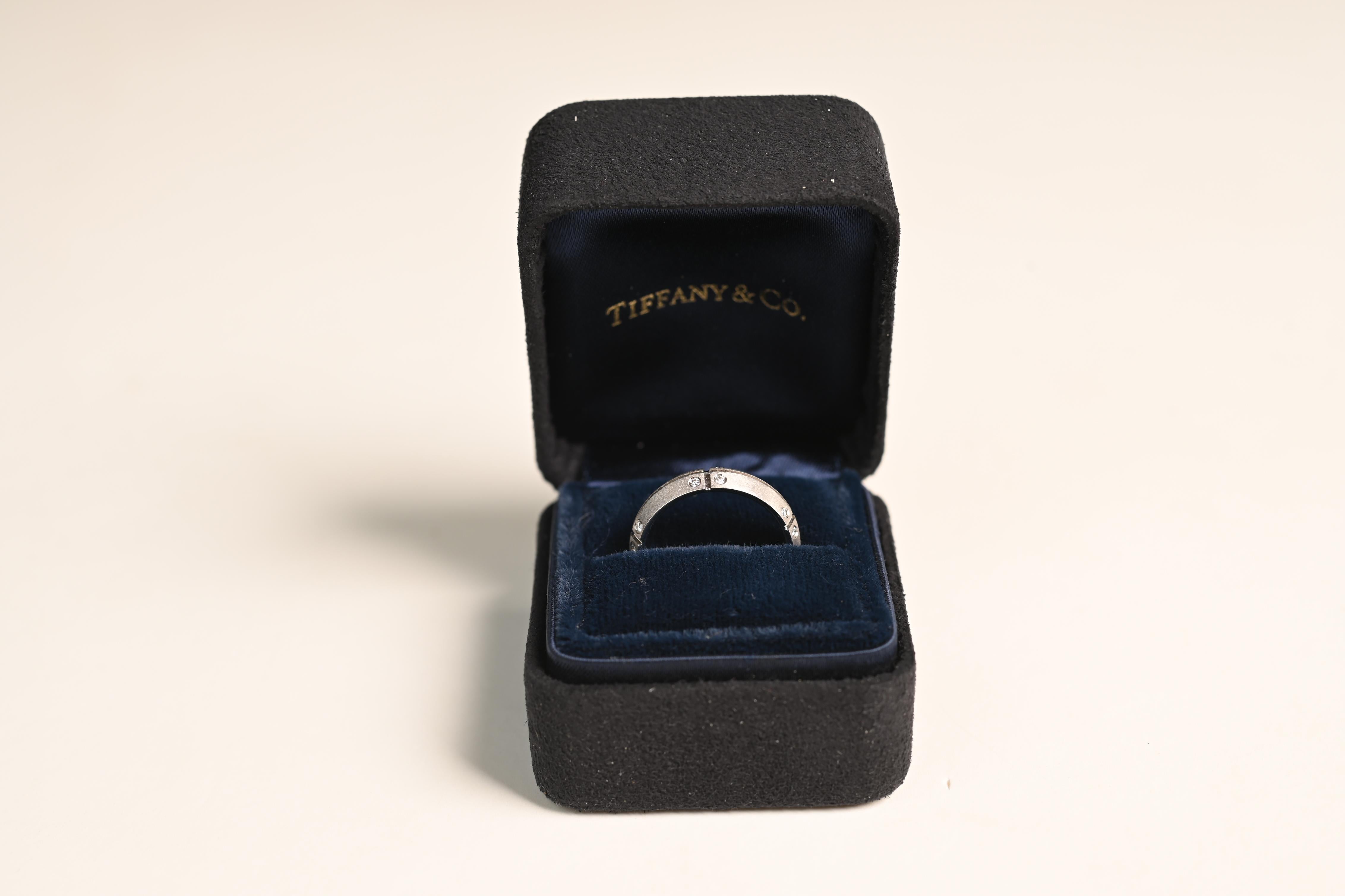 Art Deco Tiffany & Co. Round Brilliant Cut Diamond (Approx 0.20-Carats) Wedding Band For Sale