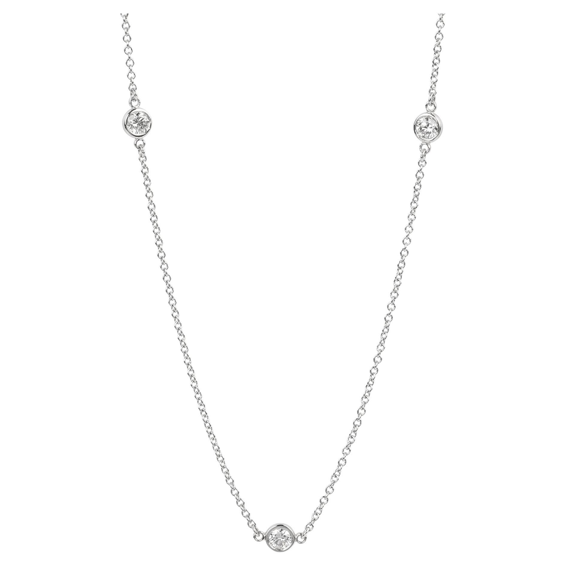 Tiffany 
Co. 0.30ct Brilliant Cut Platinum 3 Diamond by the Yard Necklace
