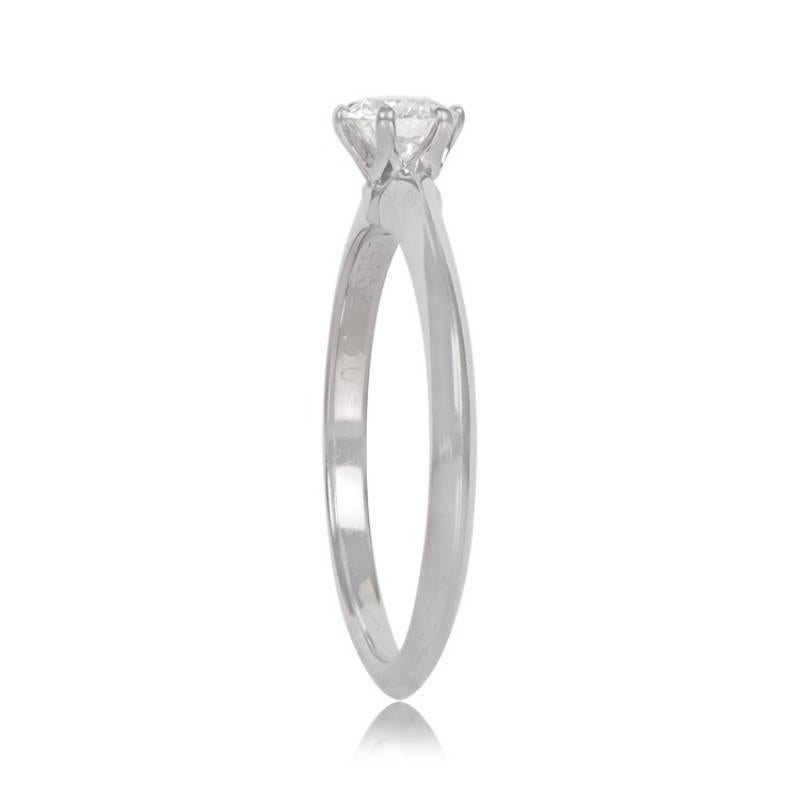 Art Deco Tiffany & Co. 0.30ct Round Brilliant Cut Diamond Engagement Ring, Platinum For Sale