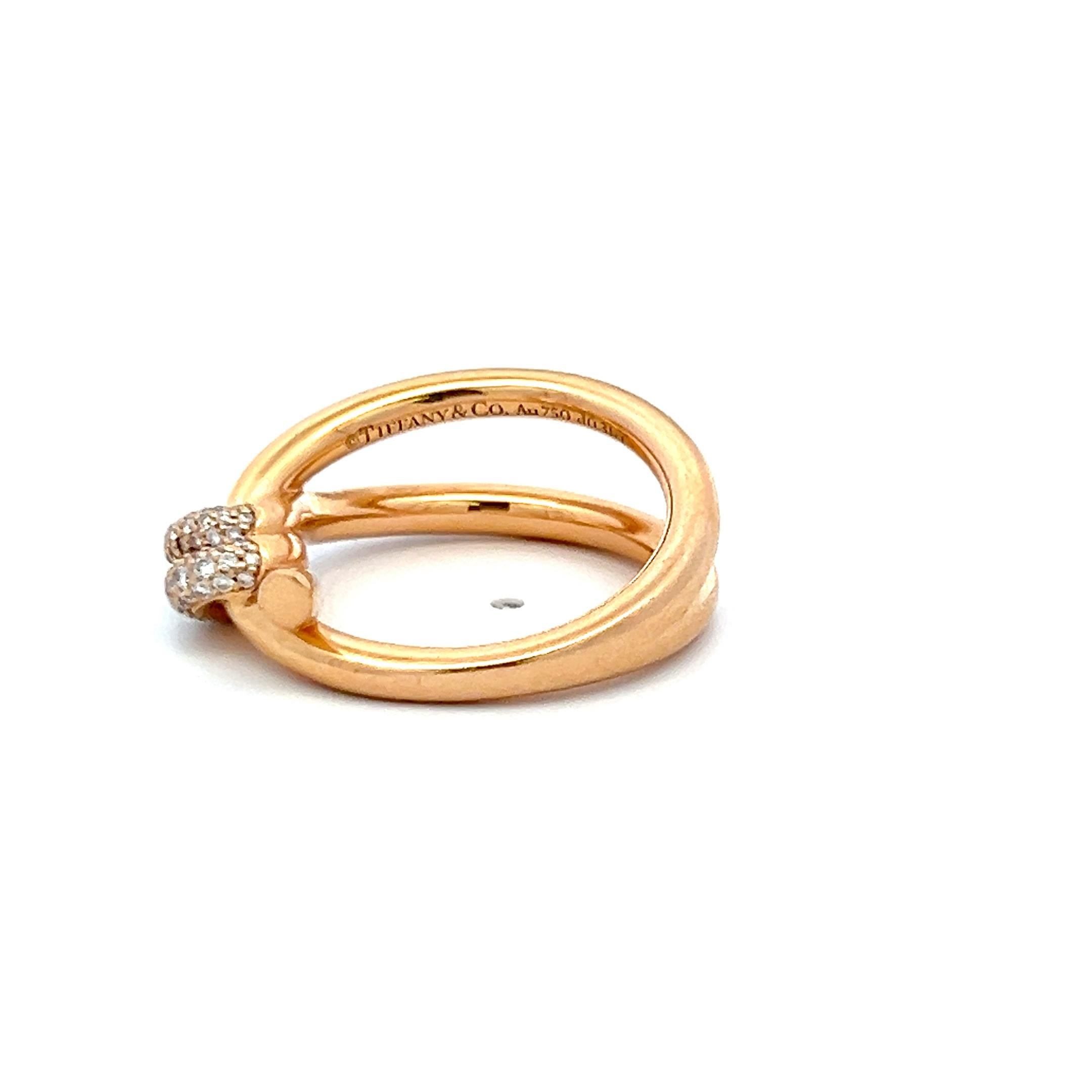 Tiffany & Co 0.31 Carat Round Brilliant F VS Diamond 18 Karat Rose Gold Band Rin In Good Condition For Sale In New York, NY