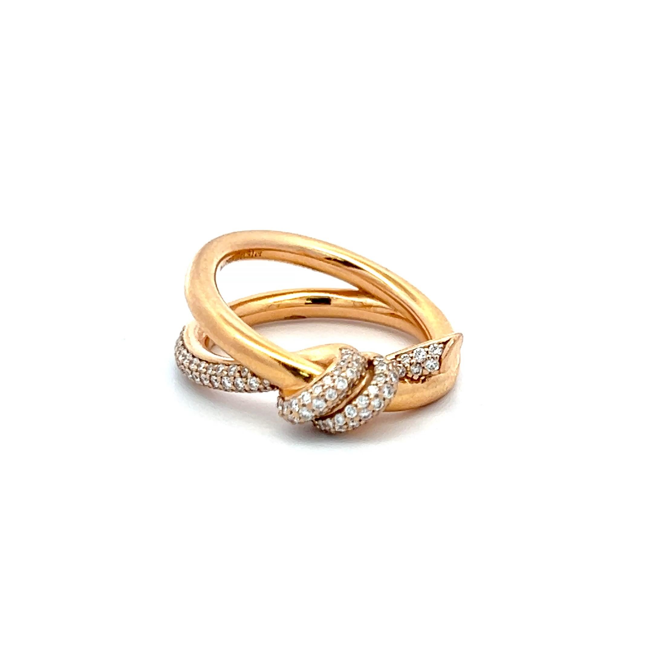 Women's Tiffany & Co 0.31 Carat Round Brilliant F VS Diamond 18 Karat Rose Gold Band Rin For Sale