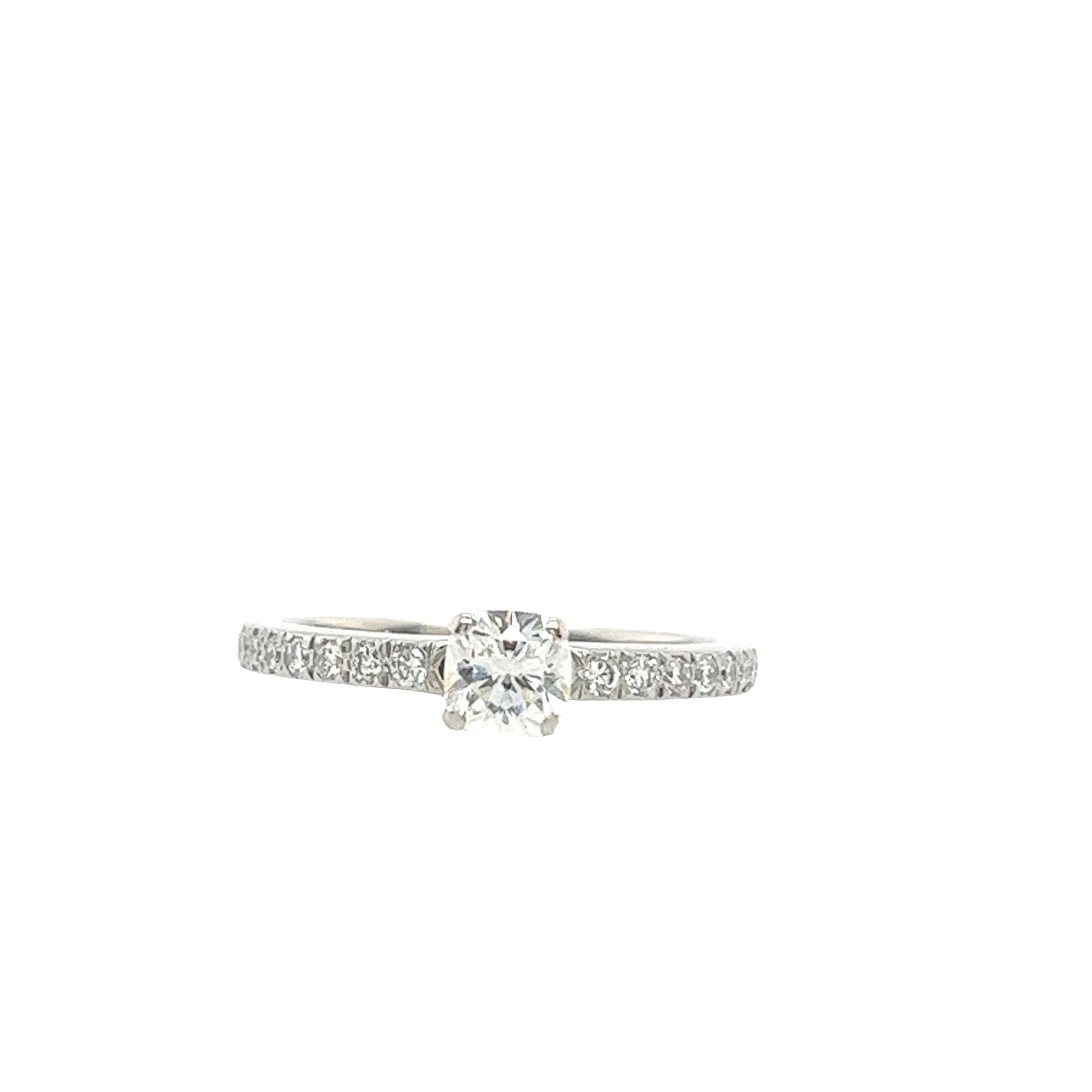 Tiffany & Co 0.33ct Square Cushion Diamond Engagement Ring set in Platinum  For Sale 6