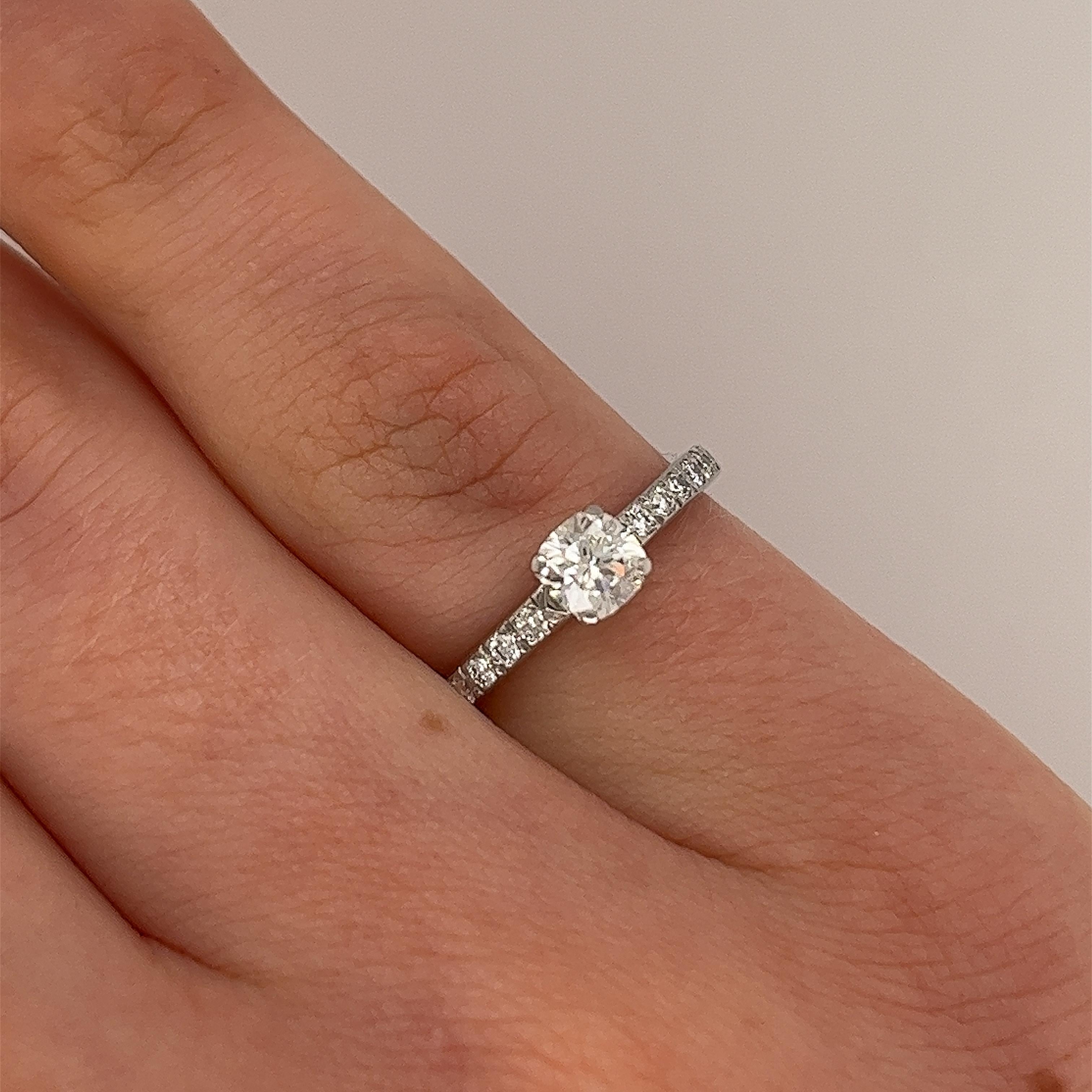 Cushion Cut Tiffany & Co 0.33ct Square Cushion Diamond Engagement Ring set in Platinum  For Sale