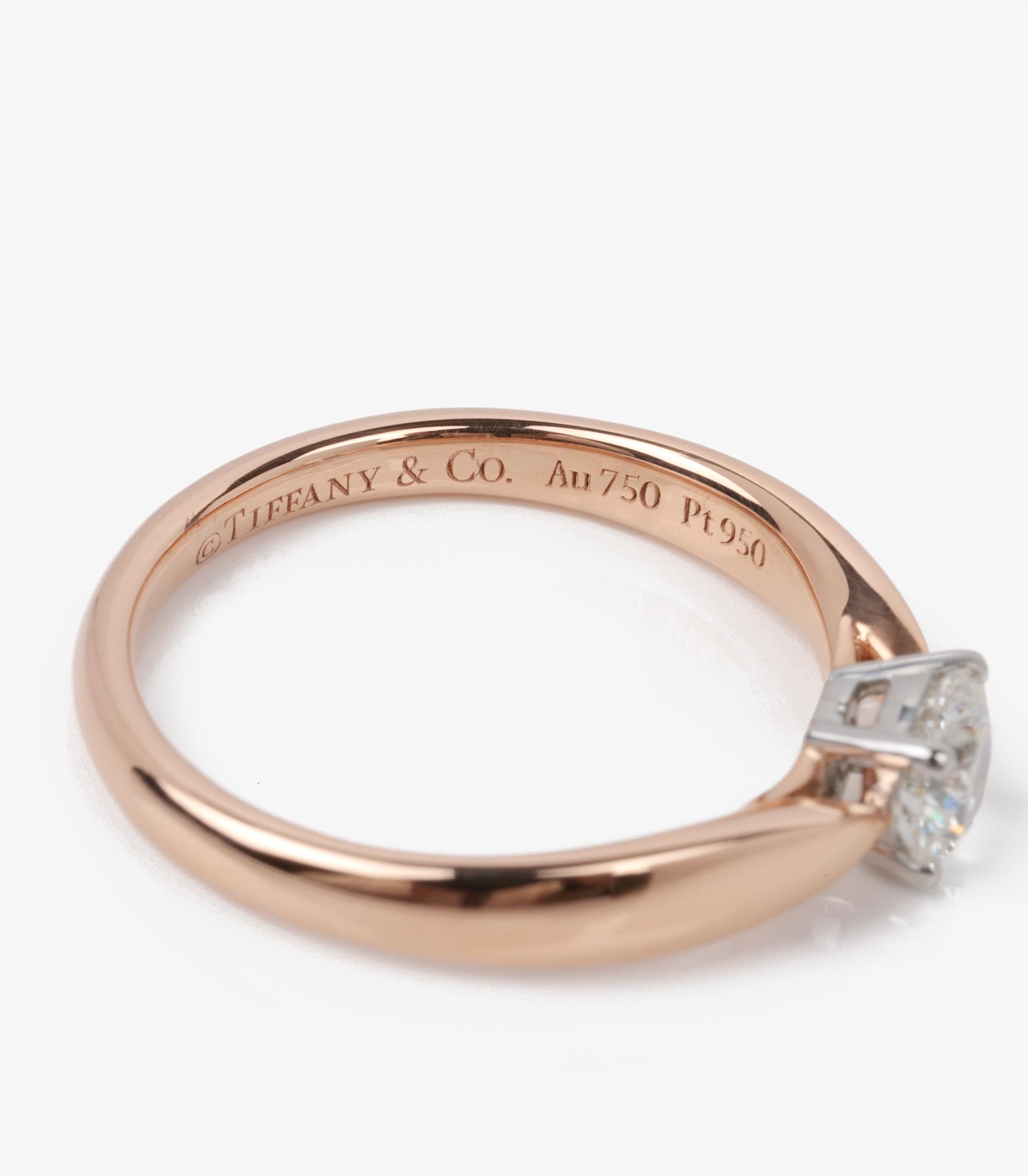 Round Cut Tiffany & Co. 0.35ct Diamond 18ct Rose Gold Harmony Ring For Sale