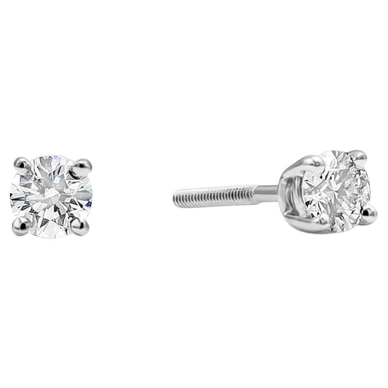0.36 Carats Total Brilliant Round Shape Diamond Stud Earrings For Sale