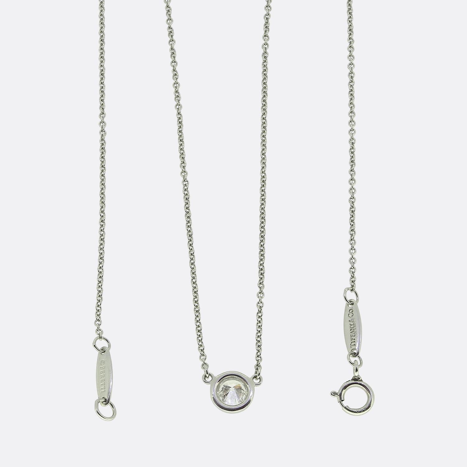 Brilliant Cut Tiffany & Co. 0.36 Carat Diamond Solitaire Necklace For Sale