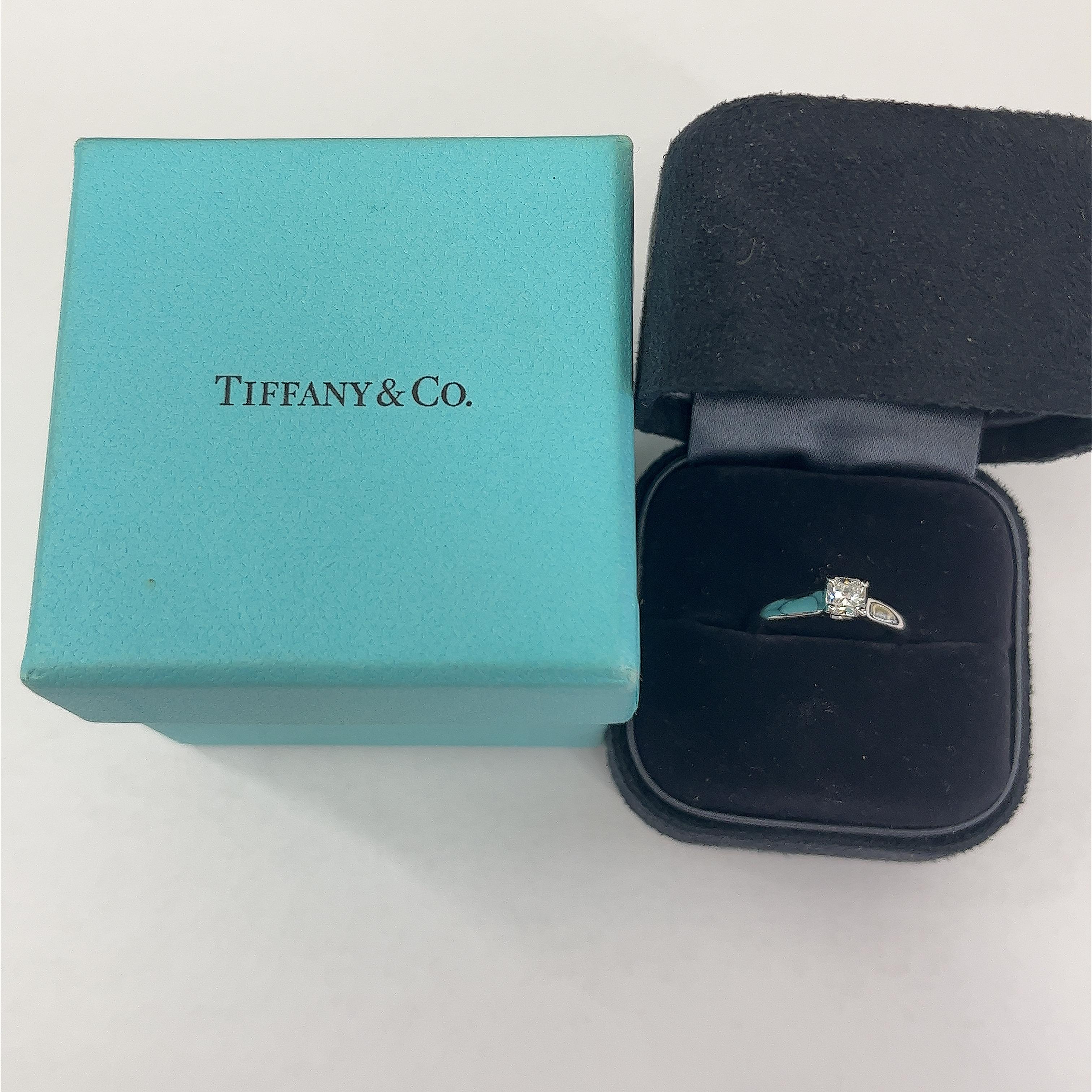 Tiffany & Co. 0.38ct F/VVSI cut cornered square diamond engagement ring  For Sale 2