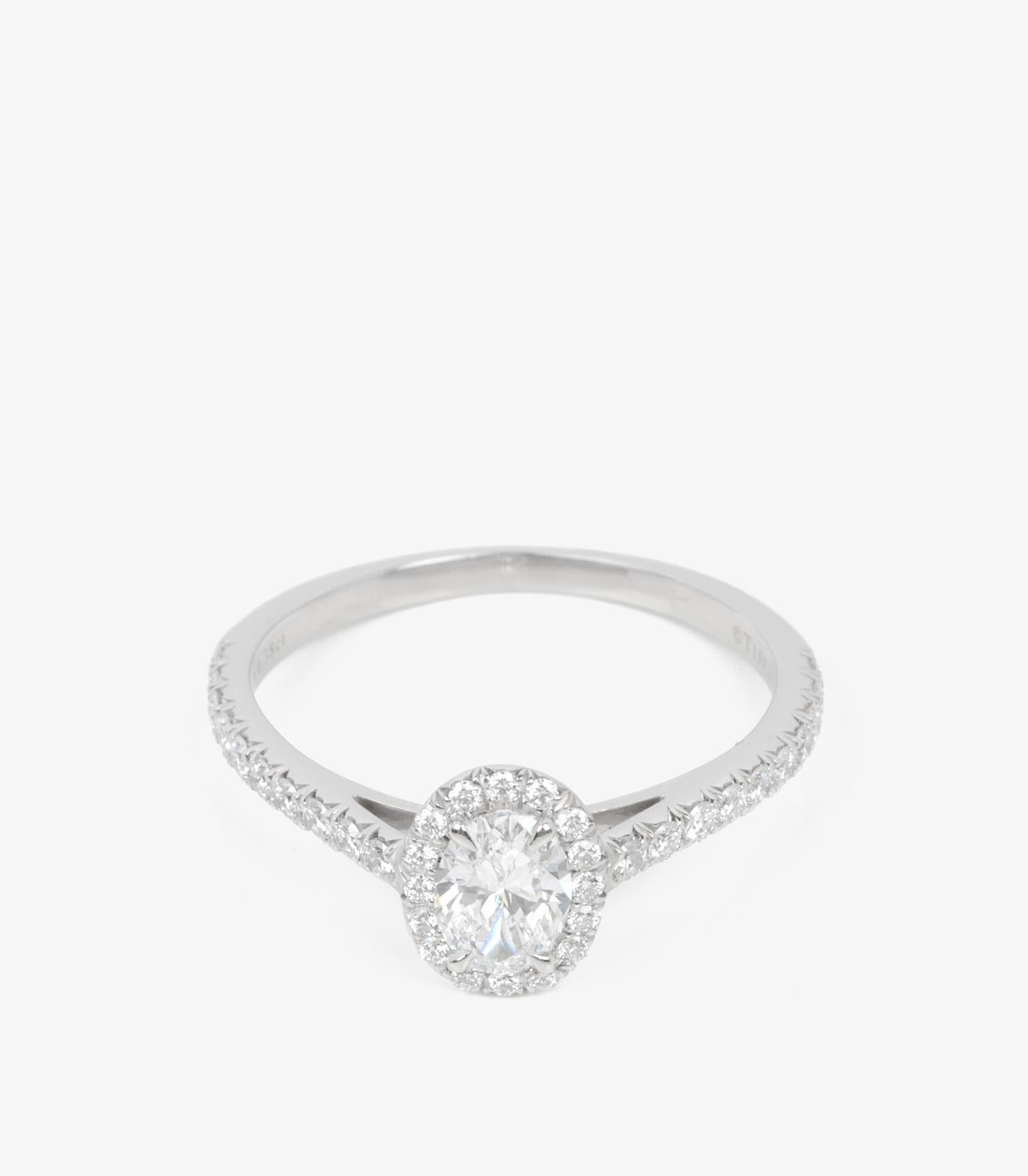 Tiffany & Co. 0.38ct Oval Cut Diamond Platinum Soleste Ring In Excellent Condition In Bishop's Stortford, Hertfordshire
