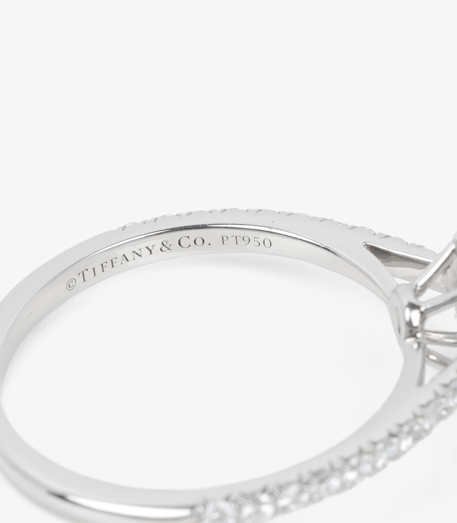 Tiffany & Co. 0.38ct Oval Cut Diamond Platinum Soleste Ring 1
