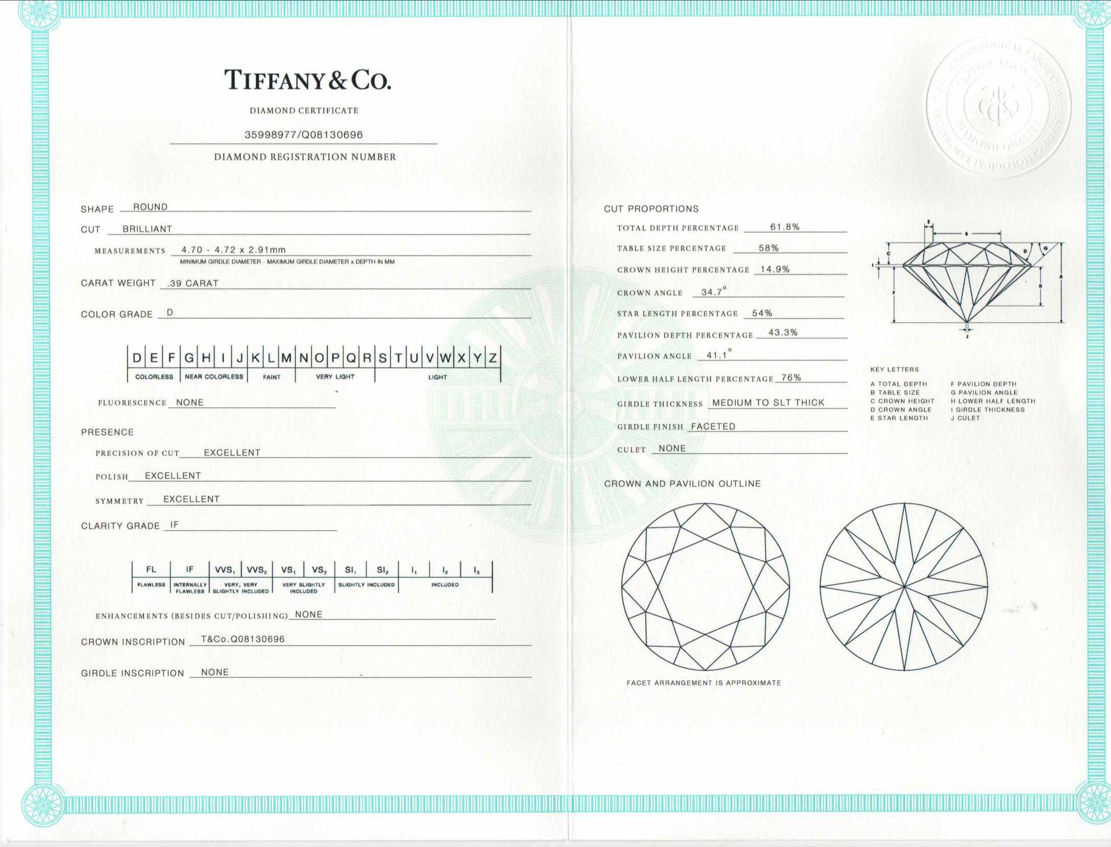 Tiffany & Co. 0.39ct Diamond ‘Harmony’ Solitaire Ring For Sale 1