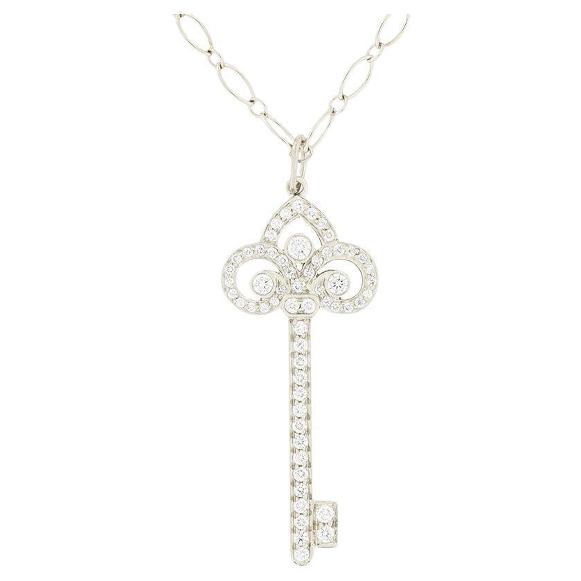 Tiffany & Co. 0.40ct Diamond Fleur de Lis Key Pendant