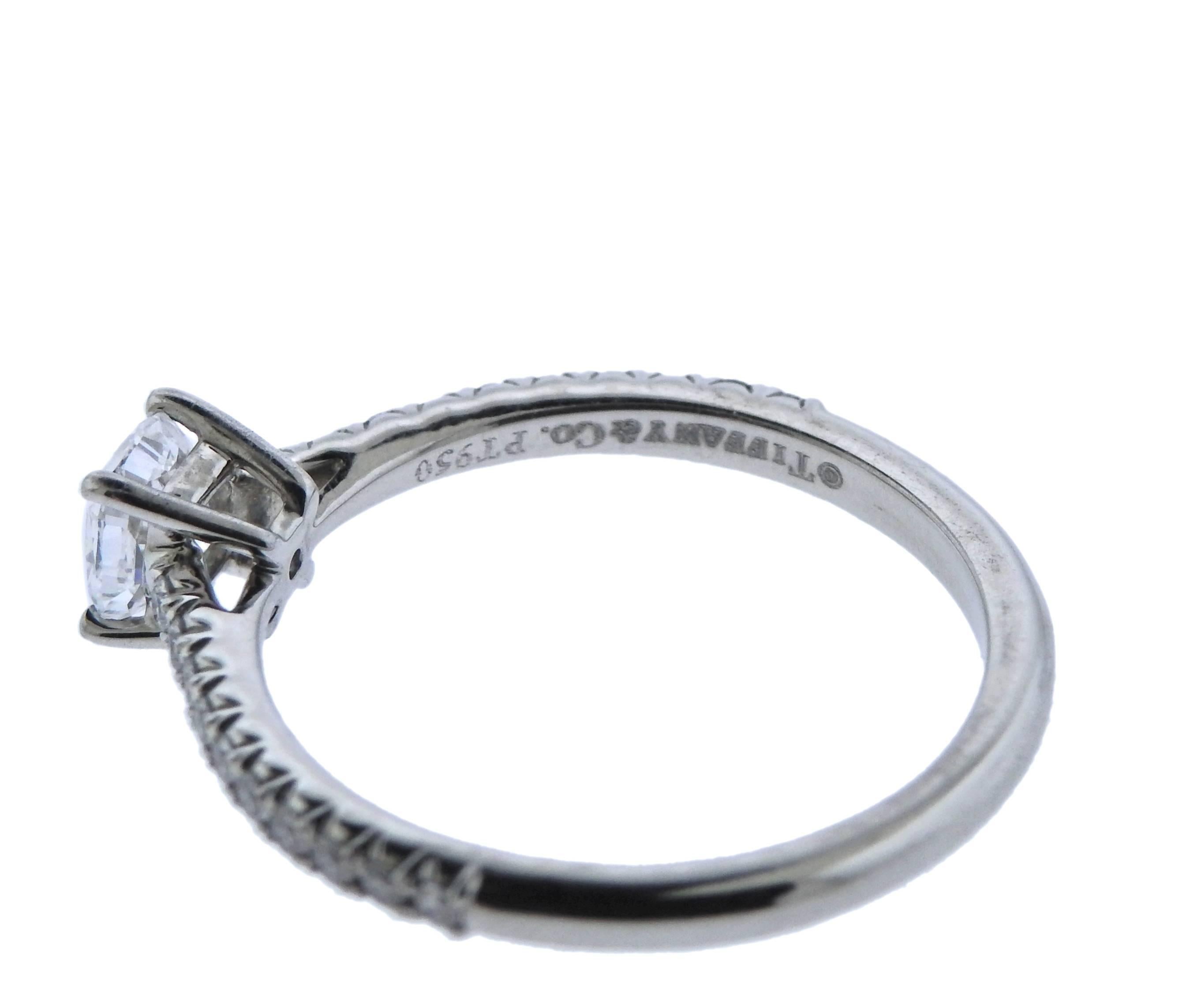 Tiffany & Co. 0.41 Carat D VS1 Diamond Platinum Engagement Ring In Excellent Condition In Lambertville, NJ