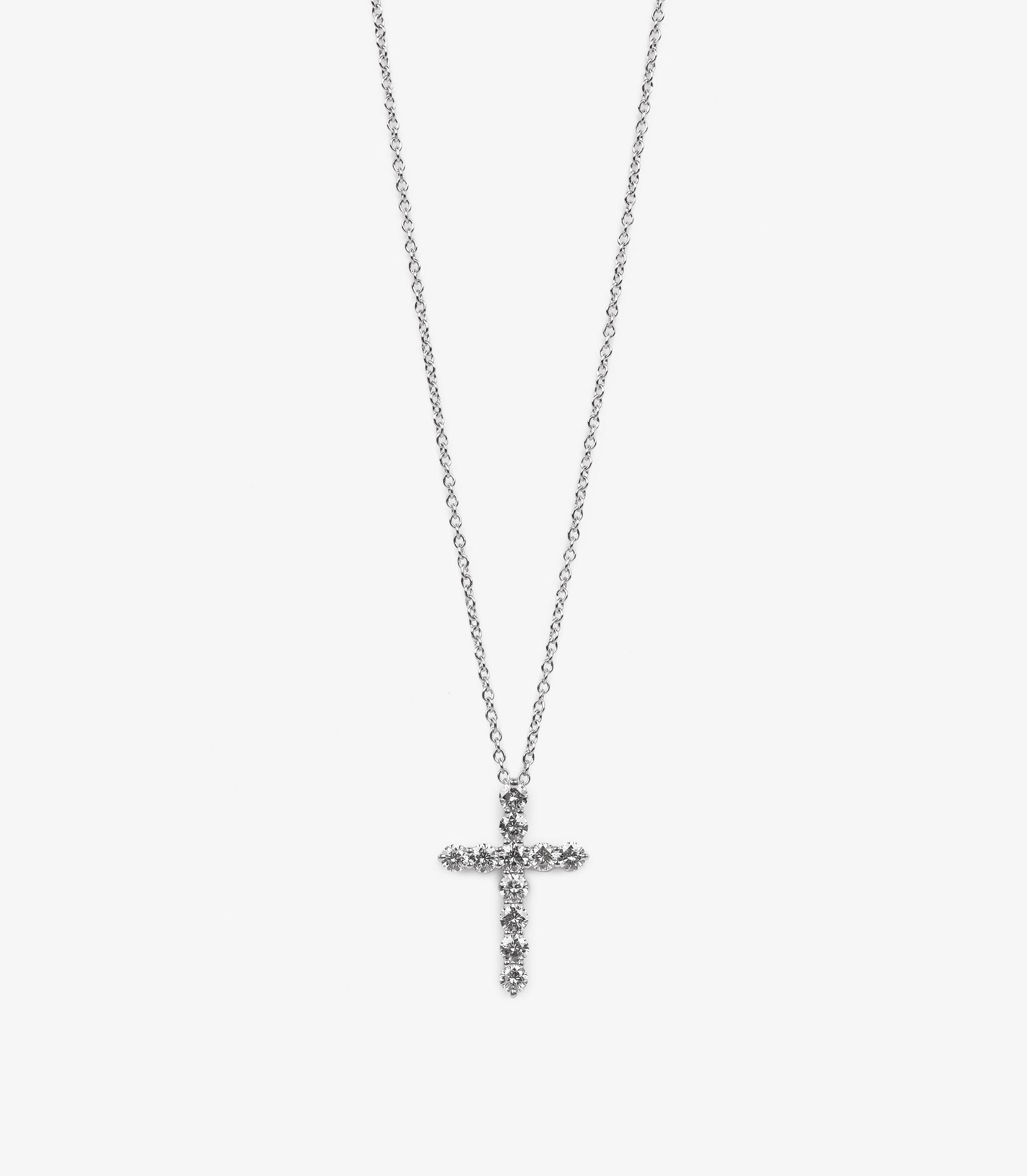 Tiffany & Co. Ciondolo a forma di croce in platino con diamante taglio brillante da 0,42 ct. In condizioni ottime in vendita a Bishop's Stortford, Hertfordshire