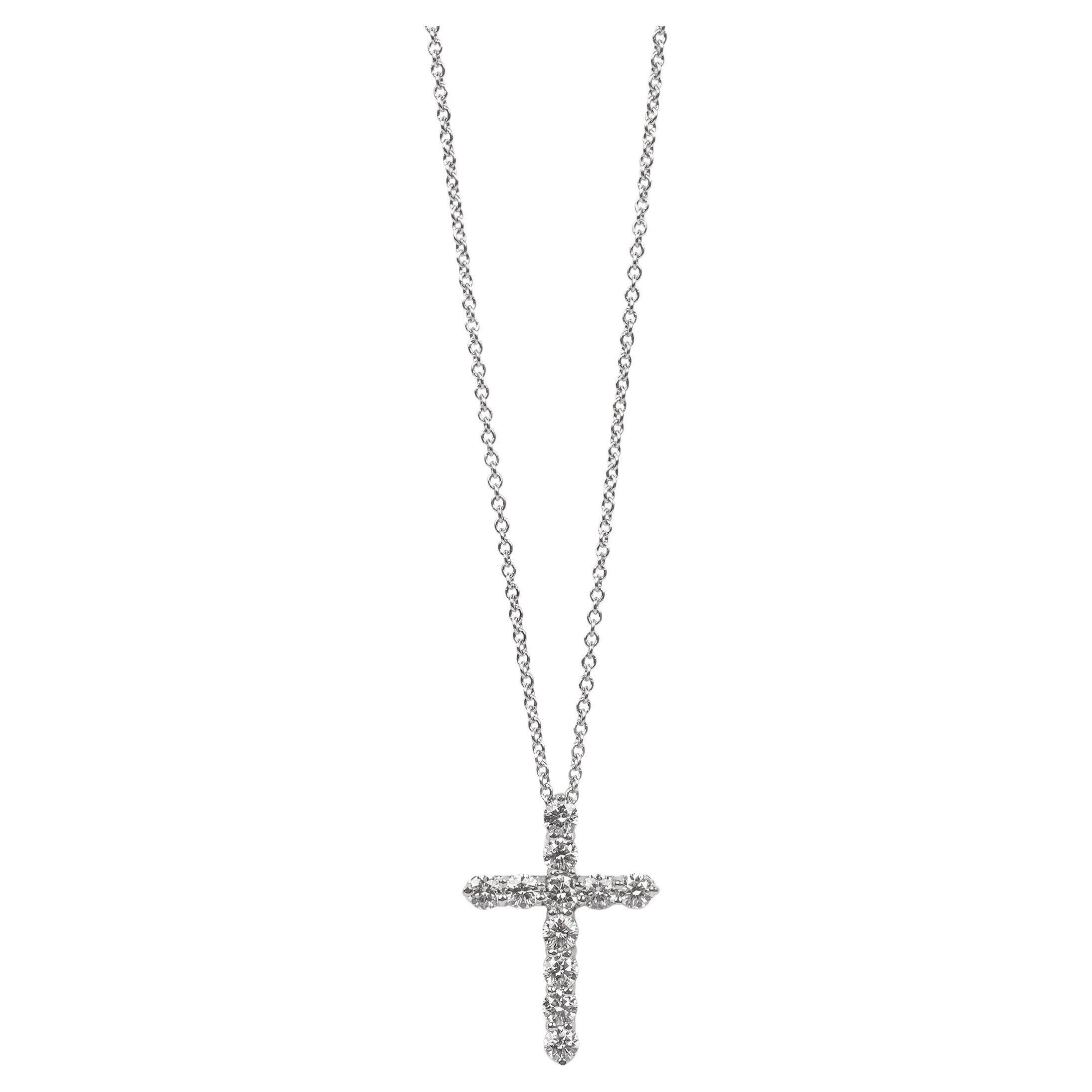 Kleiner Kreuzanhänger aus Platin von Tiffany & Co. mit 0,42 Karat Diamanten im Brillantschliff
