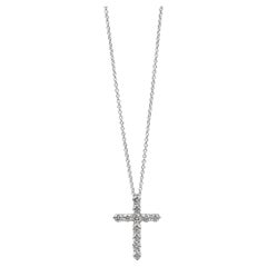 Tiffany & Co. 0.42ct Brilliant Cut Diamond Platinum Small Cross Pendentif
