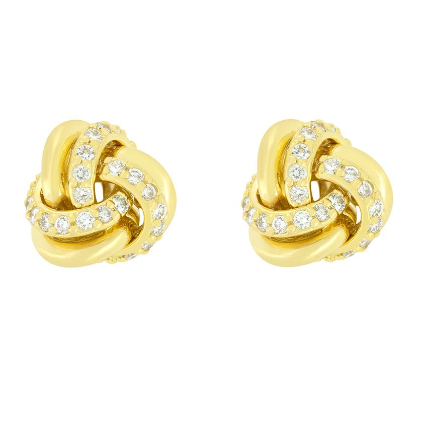 Brilliant Cut Tiffany & Co. 0.42ct Diamond Love Knot Earrings For Sale