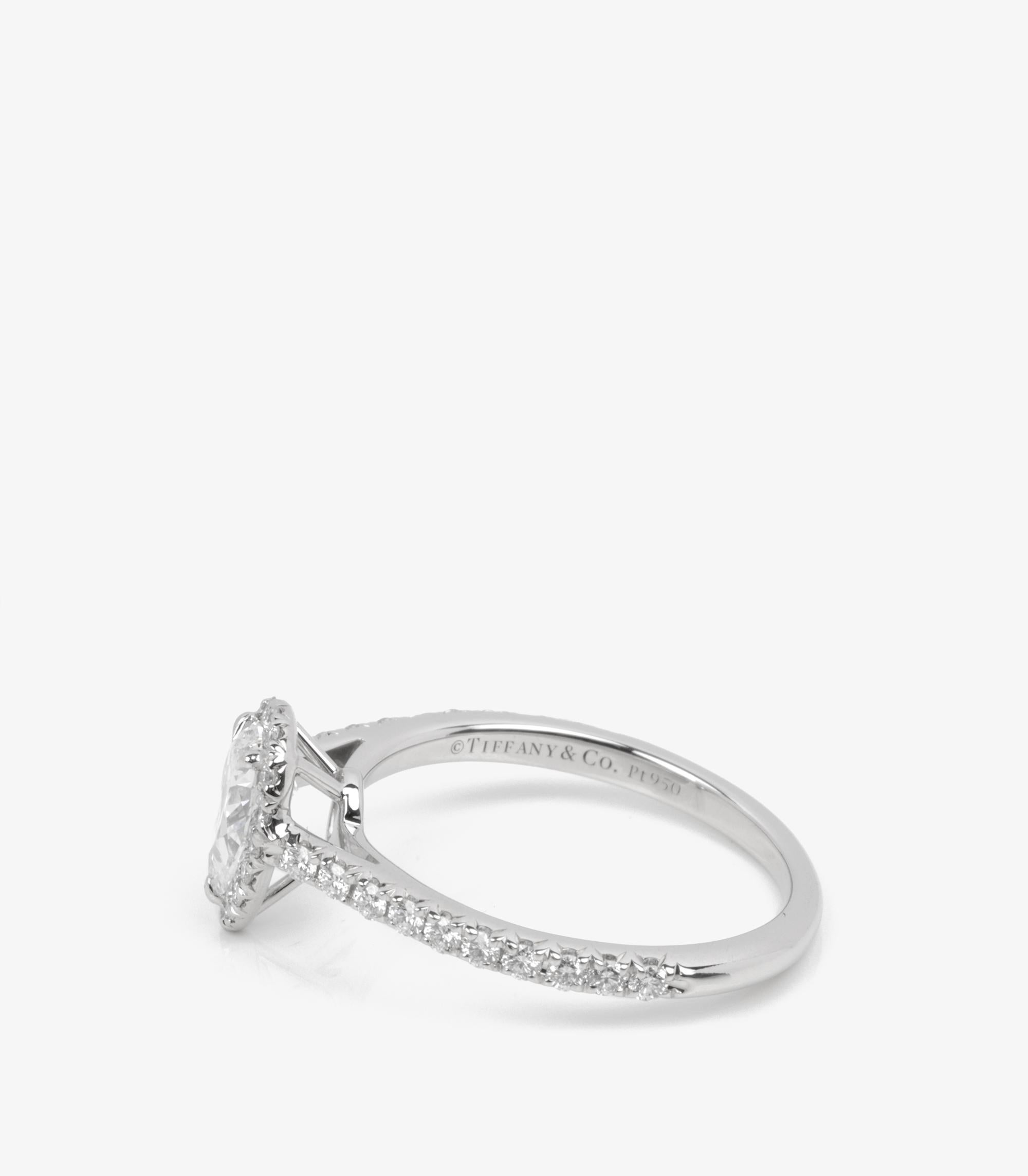 Women's or Men's Tiffany & Co. 0.42ct Pear Cut Diamond Platinum Soleste Ring For Sale