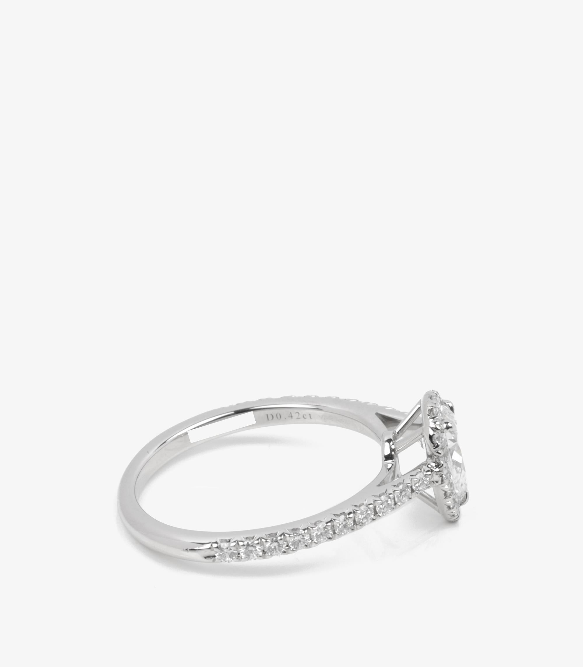 Tiffany & Co. 0.42ct Pear Cut Diamond Platinum Soleste Ring For Sale 1