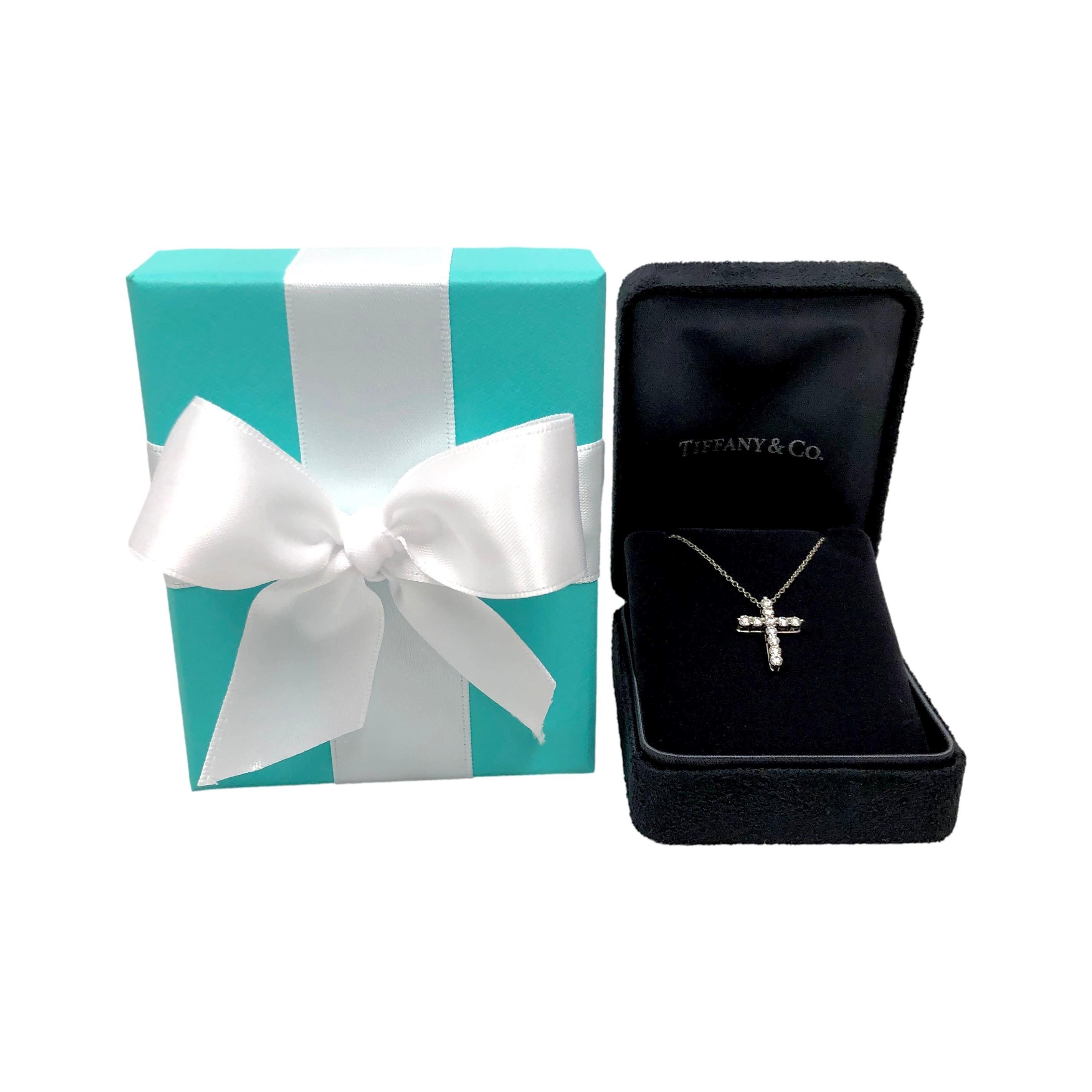 Women's Tiffany & Co. 0.42ct Round Diamond Cross Pendant Necklace Small 16