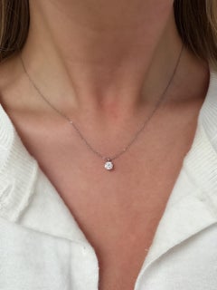 Tiffany & Co., 0.44 Carat Round Brilliant Cut Diamond Pendant Necklace, Platinum