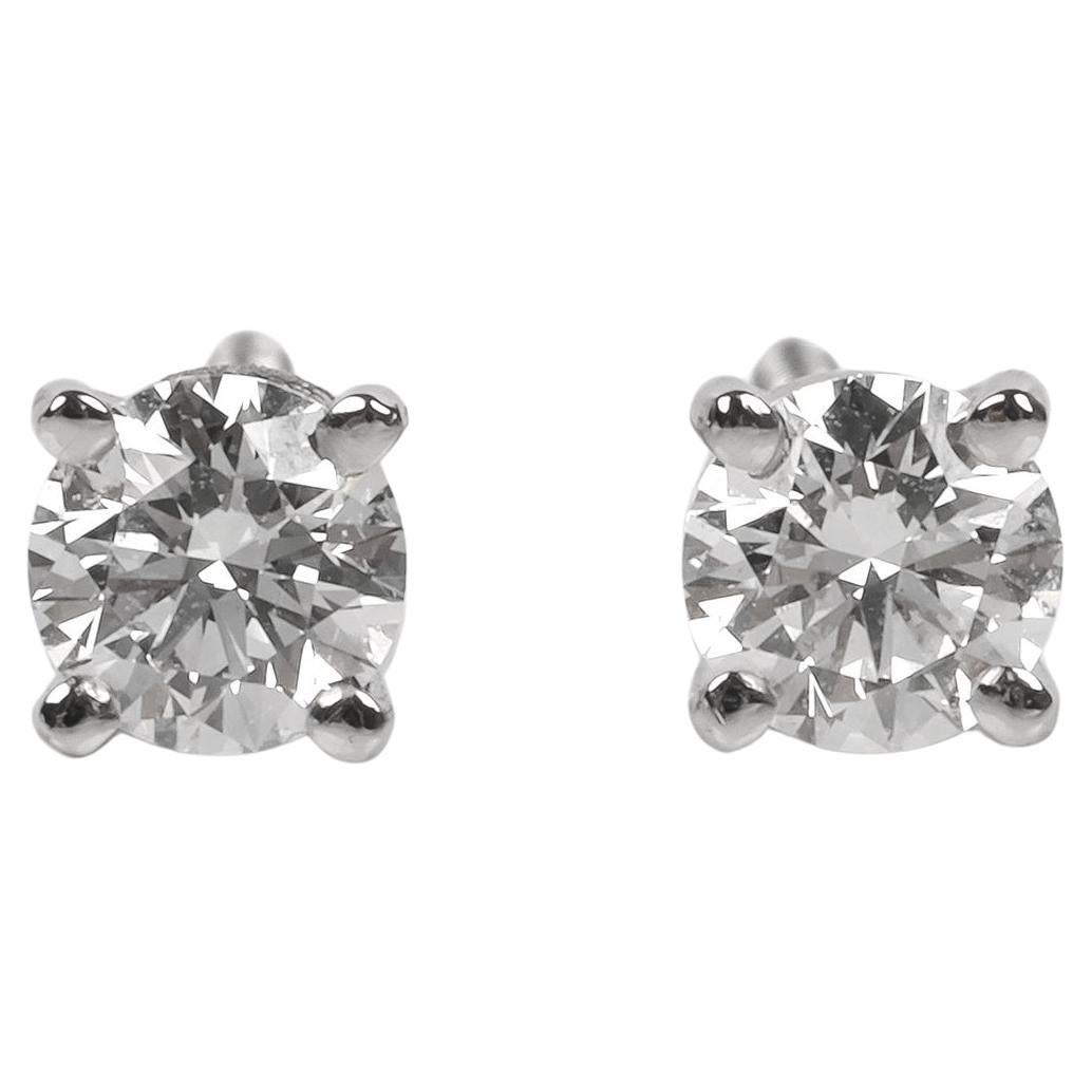 Tiffany 
Co. 0.44ct Brilliant cut Diamond Solitaire Platinum Stud Earrings