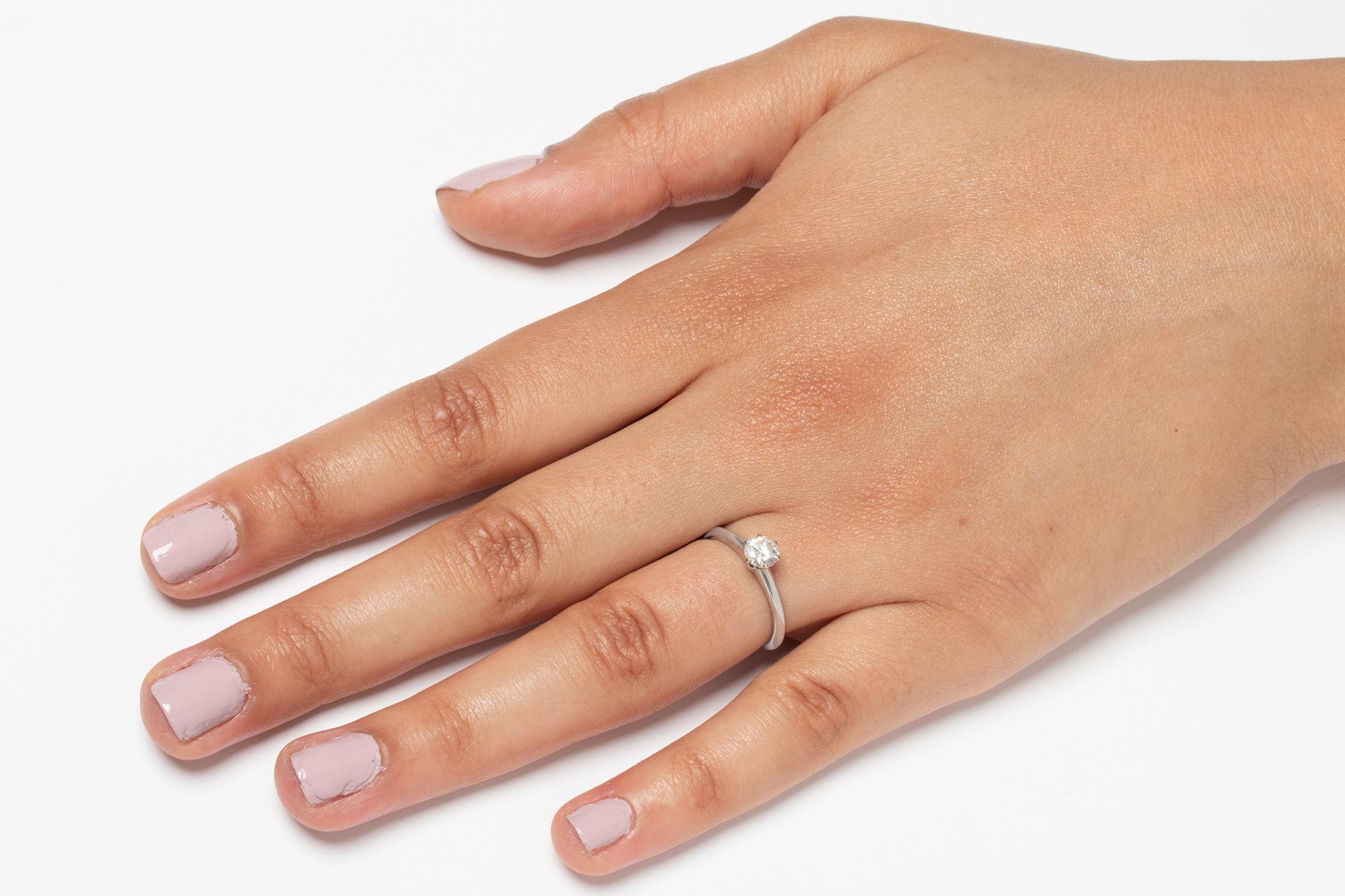 Brilliant Cut Tiffany & Co 0.45 Carat Diamond Solitaire Ring For Sale