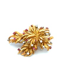 Tiffany & Co Rubí de 0,45 quilates Diamante redondo de 0,42 quilates Broche de 18 quilates YG