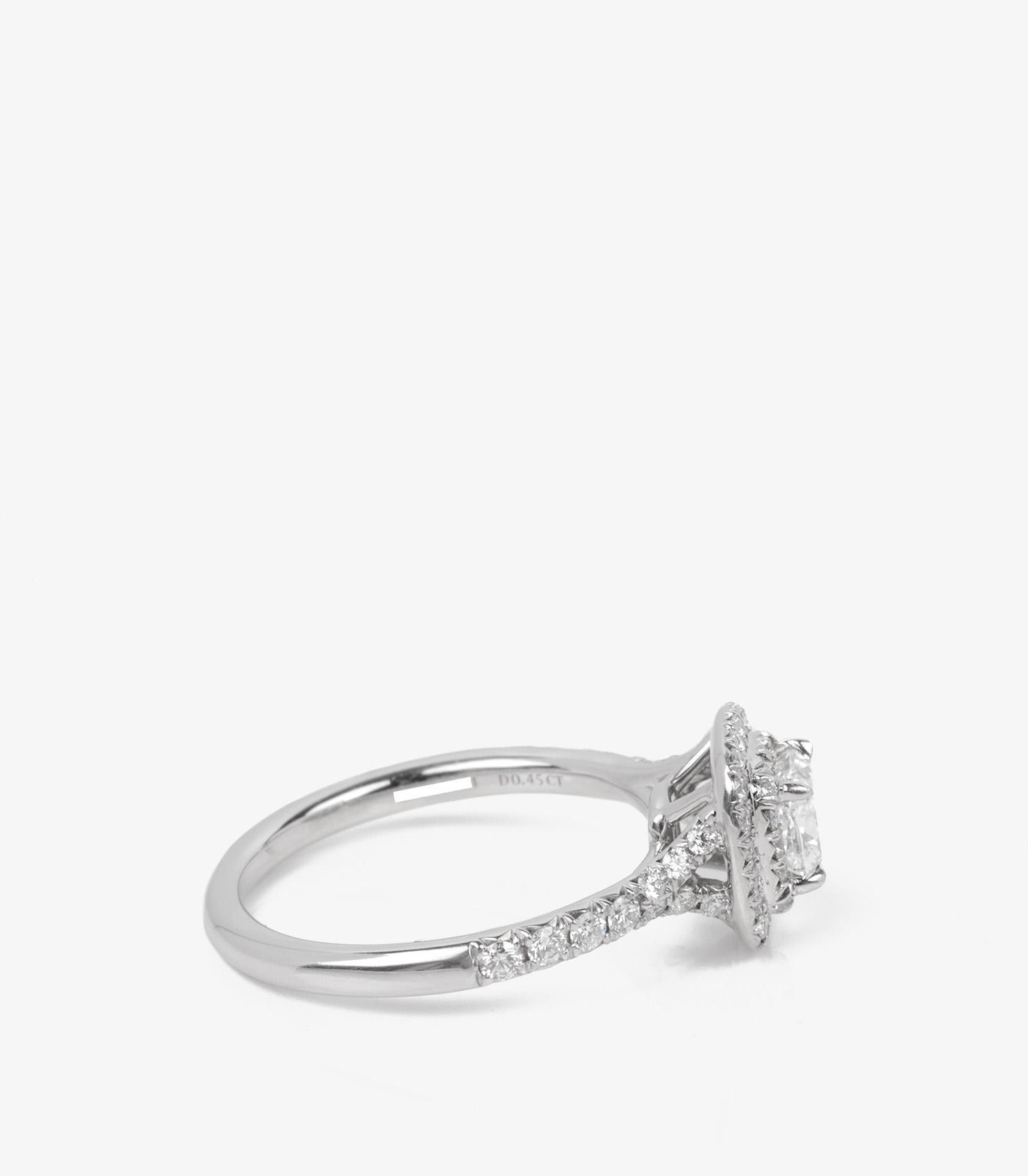 Tiffany & Co. Bague Soleste en platine avec diamant taille coussin de 0,45 carat Excellent état - En vente à Bishop's Stortford, Hertfordshire