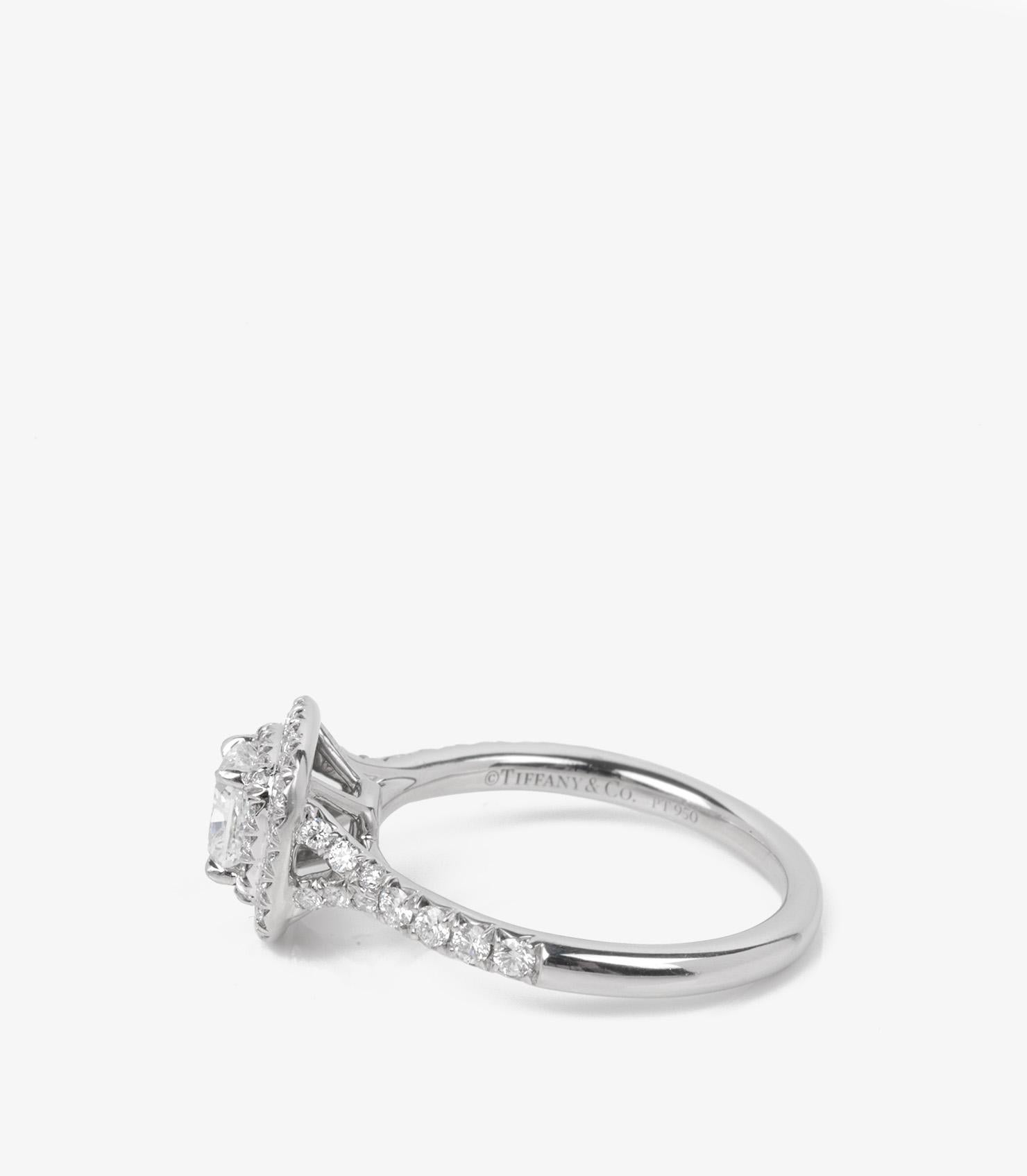 Tiffany & Co. 0.45ct Cushion Cut Diamond Platinum Soleste Ring Damen im Angebot