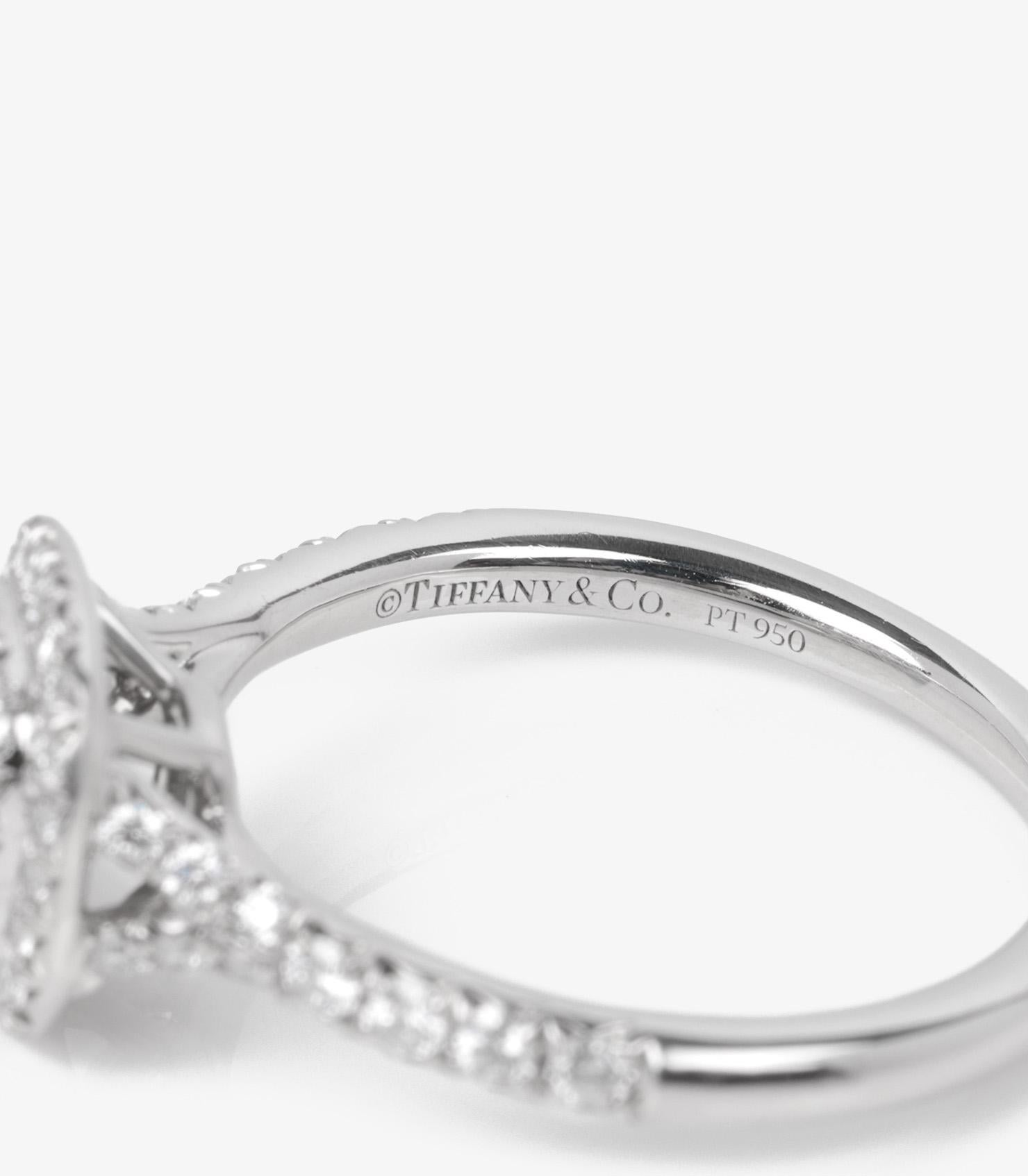 Tiffany & Co. 0.45ct Cushion Cut Diamond Platinum Soleste Ring For Sale 2
