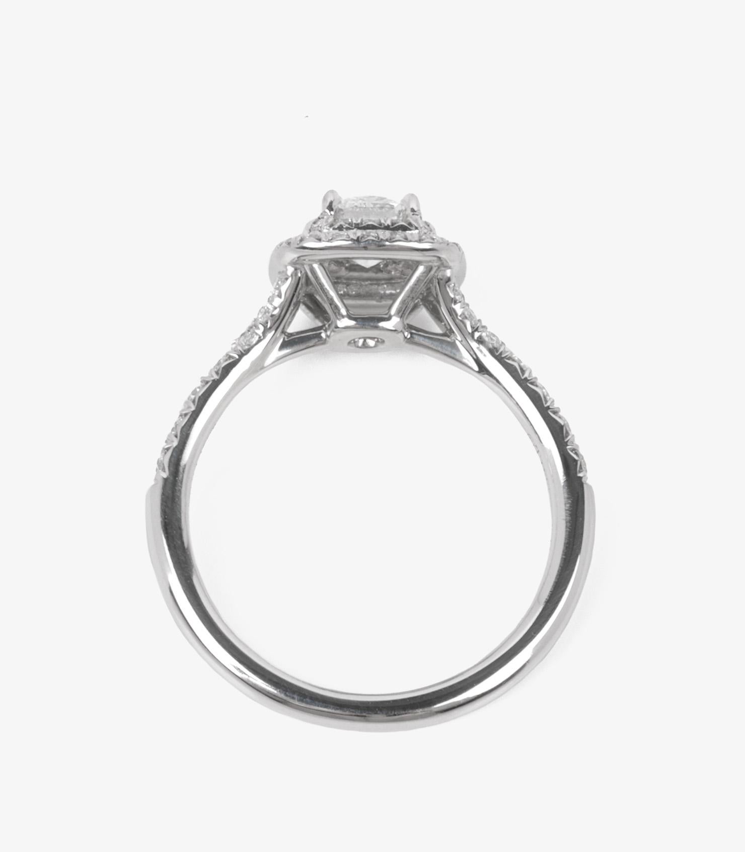 Tiffany & Co. 0.45ct Cushion Cut Diamond Platinum Soleste Ring im Angebot 2