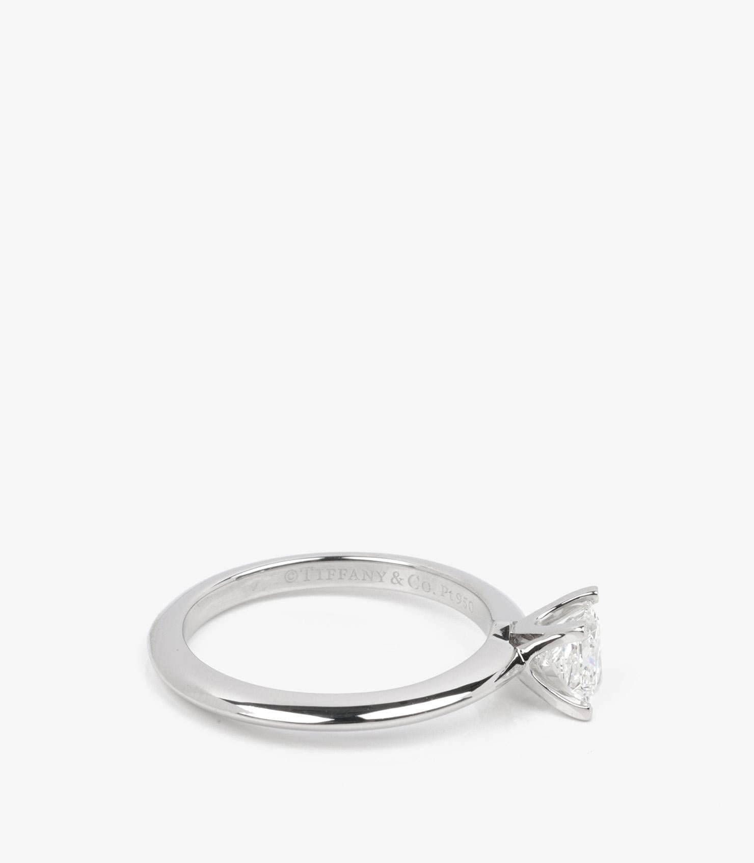 Tiffany & Co. 0.46ct Princess Cut Diamond Platinum Ring In Excellent Condition For Sale In Bishop's Stortford, Hertfordshire