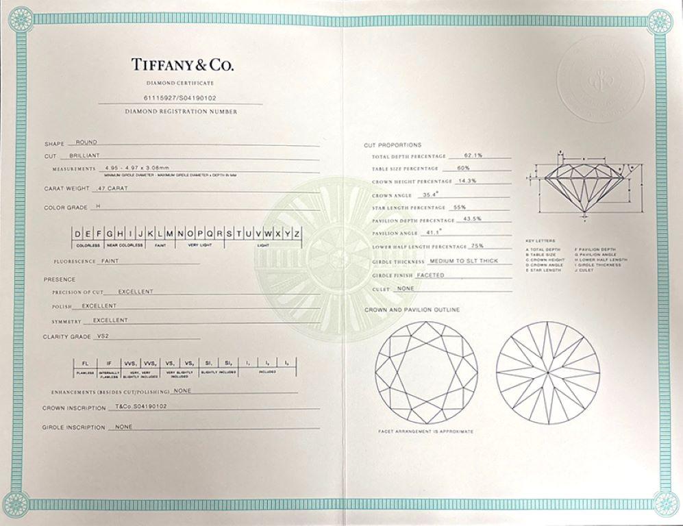 Tiffany & Co. 0.47 Karat Diamant Solitär-Ring im Angebot 1