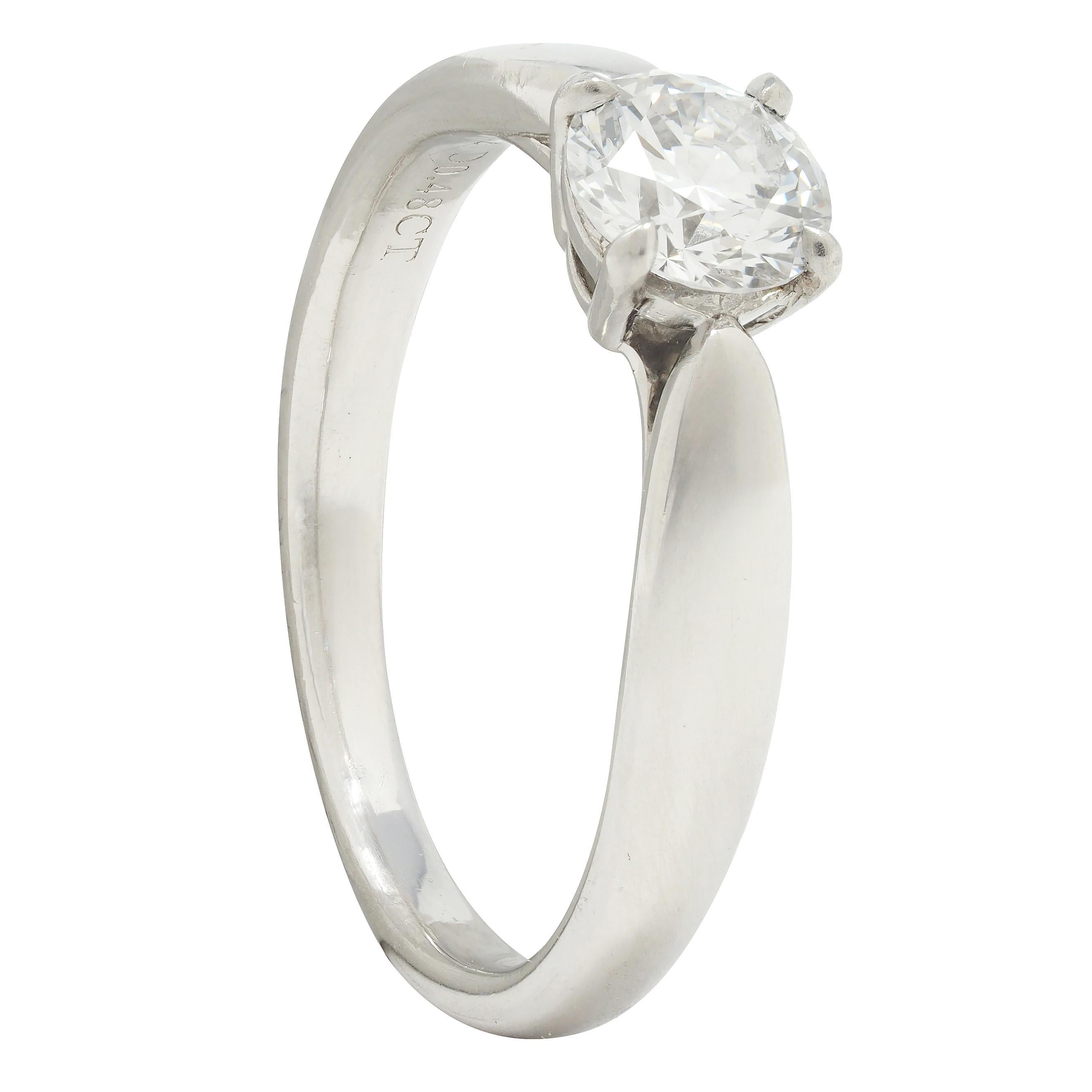 Tiffany & Co, bague de fiançailles solitaire Harmony en platine avec diamants 0,48 carat certifiés GIA en vente 5