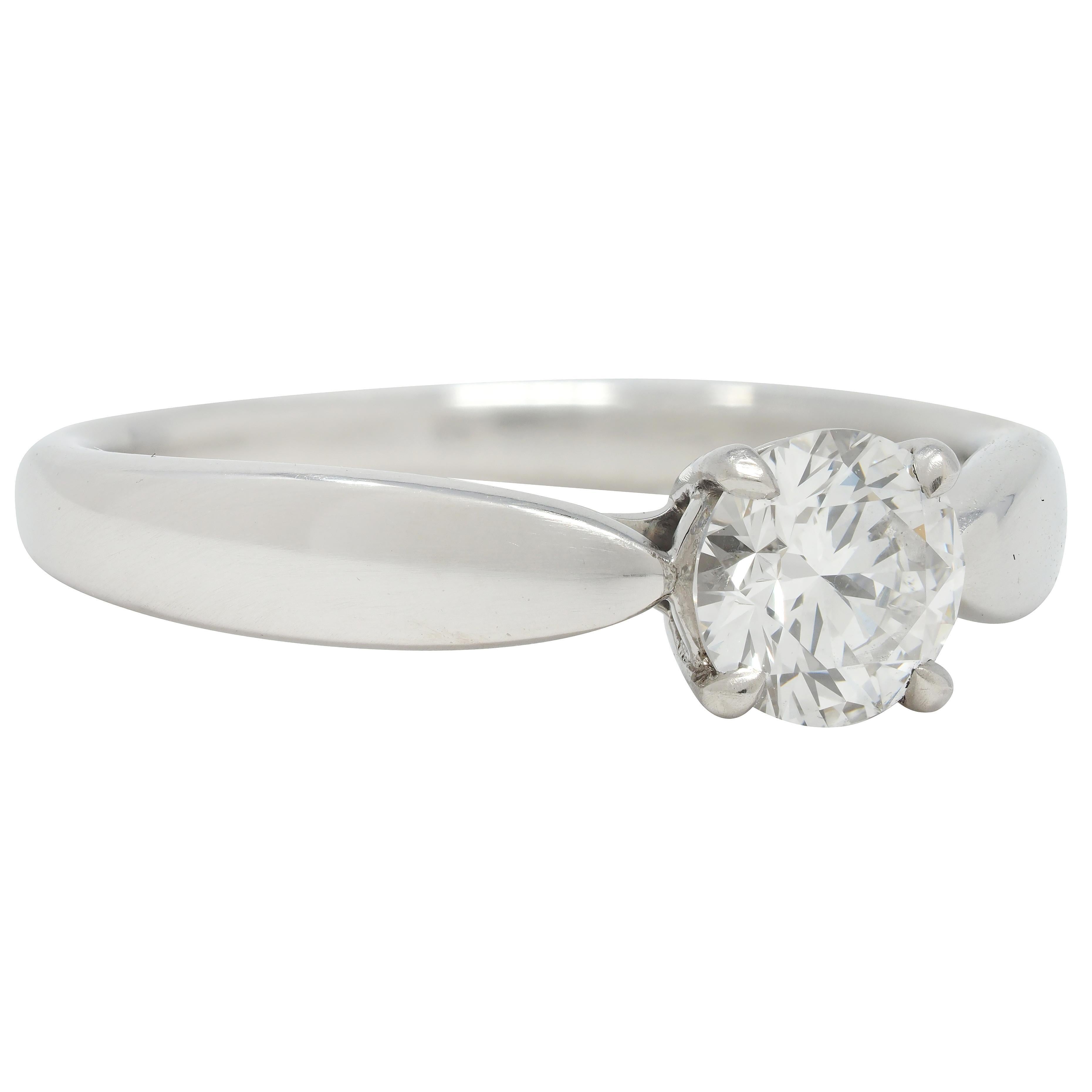 Contemporain Tiffany & Co, bague de fiançailles solitaire Harmony en platine avec diamants 0,48 carat certifiés GIA en vente