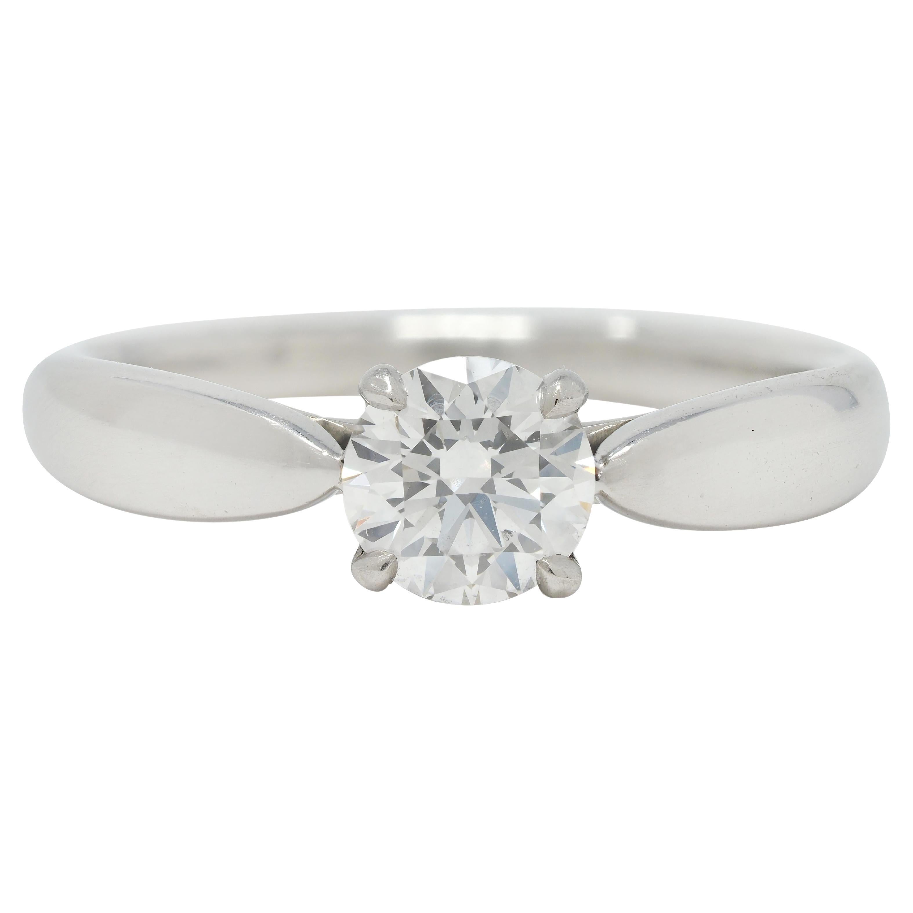 Tiffany & Co, bague de fiançailles solitaire Harmony en platine avec diamants 0,48 carat certifiés GIA