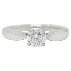 Tiffany & Co, bague de fiançailles solitaire Harmony en platine avec diamants 0,48 carat certifiés GIA