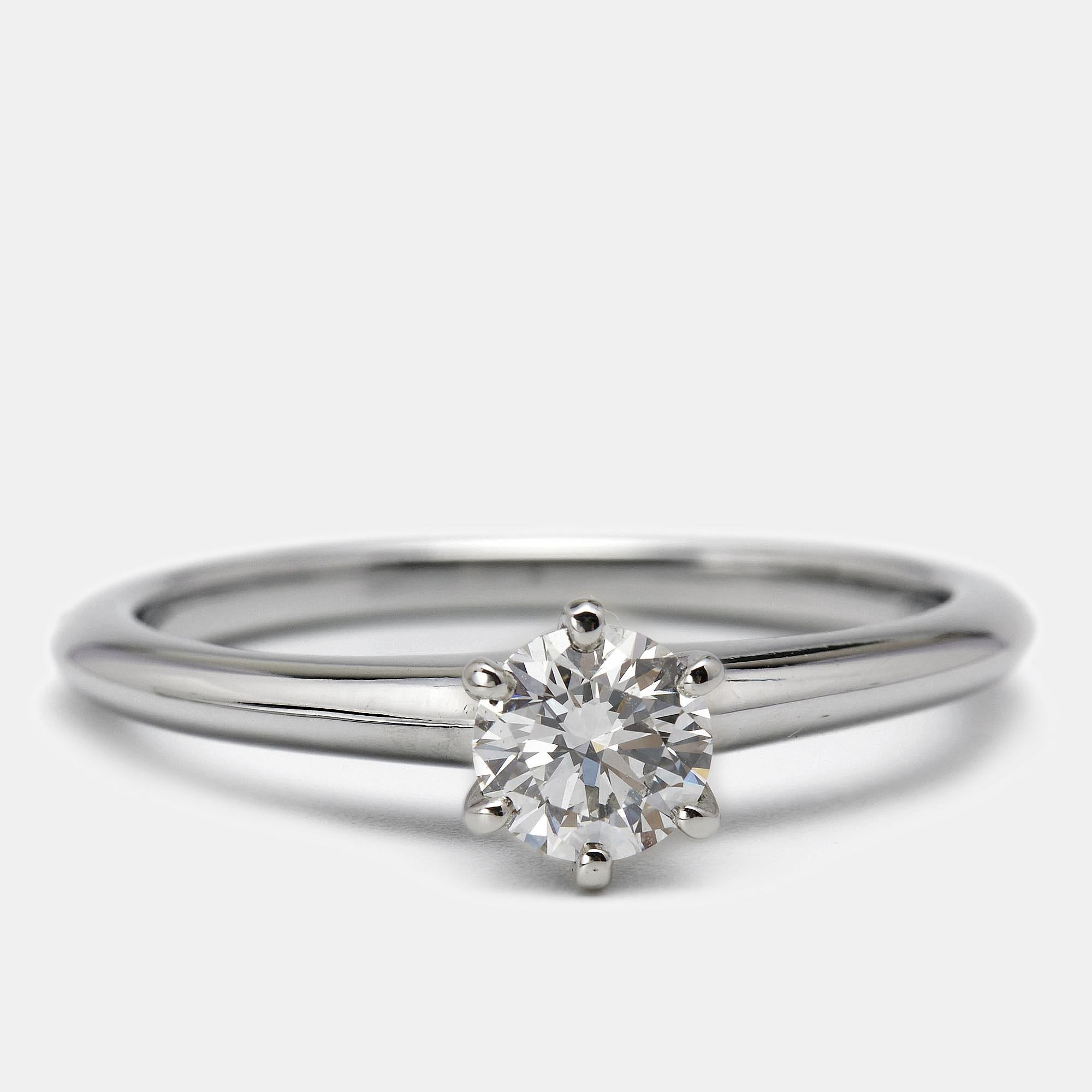 Antique Cushion Cut Tiffany & Co. 0.49 ct Solitaire Diamond Platinum Engagement Ring 55