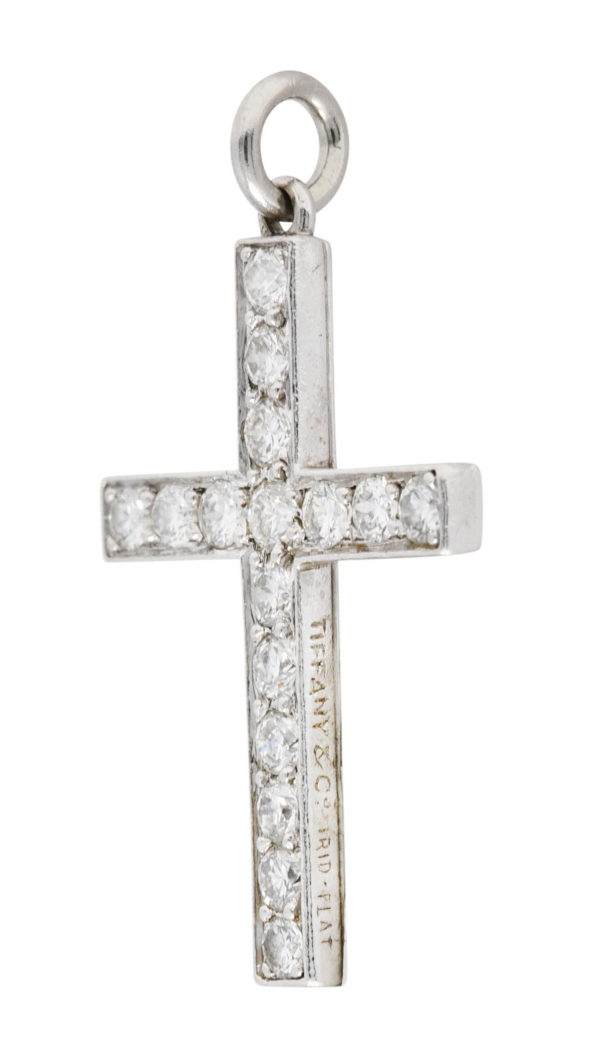 Tiffany & Co. 0.50 Carat Diamond Platinum Unisex Cross Pendant Circa 1950 1