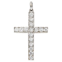 Tiffany & Co. 0.50 Carat Diamond Platinum Unisex Cross Pendant Circa 1950