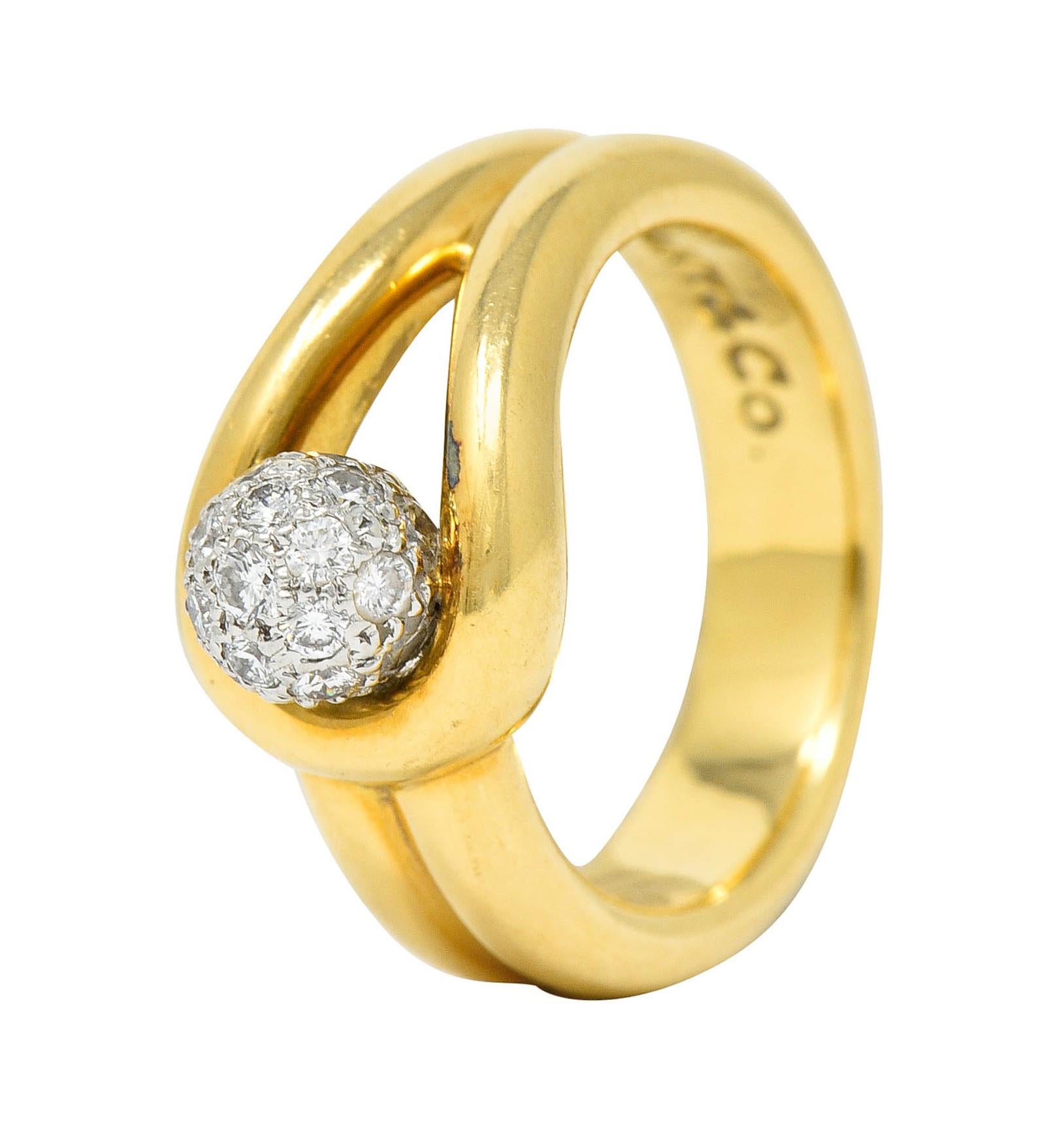 Tiffany & Co. 0::50 Karat Pave Diamant Platin 18 Karat Gold Knot Ring 4