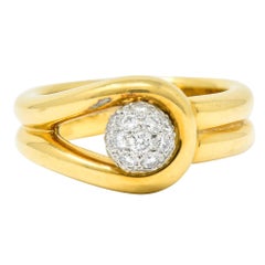 Tiffany & Co. Bague à nœud en or 18 carats avec diamant pavé de 0::50 carat et platine