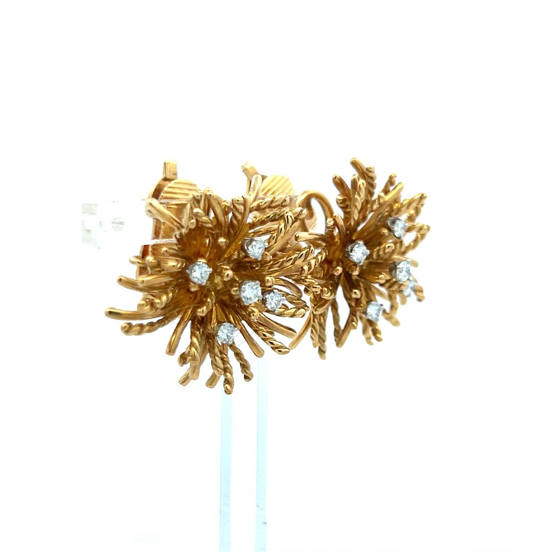 Boucles d'oreilles à pince en or jaune 18 carats de Tiffany & Co 0,50 carat de diamant rond en vente 2