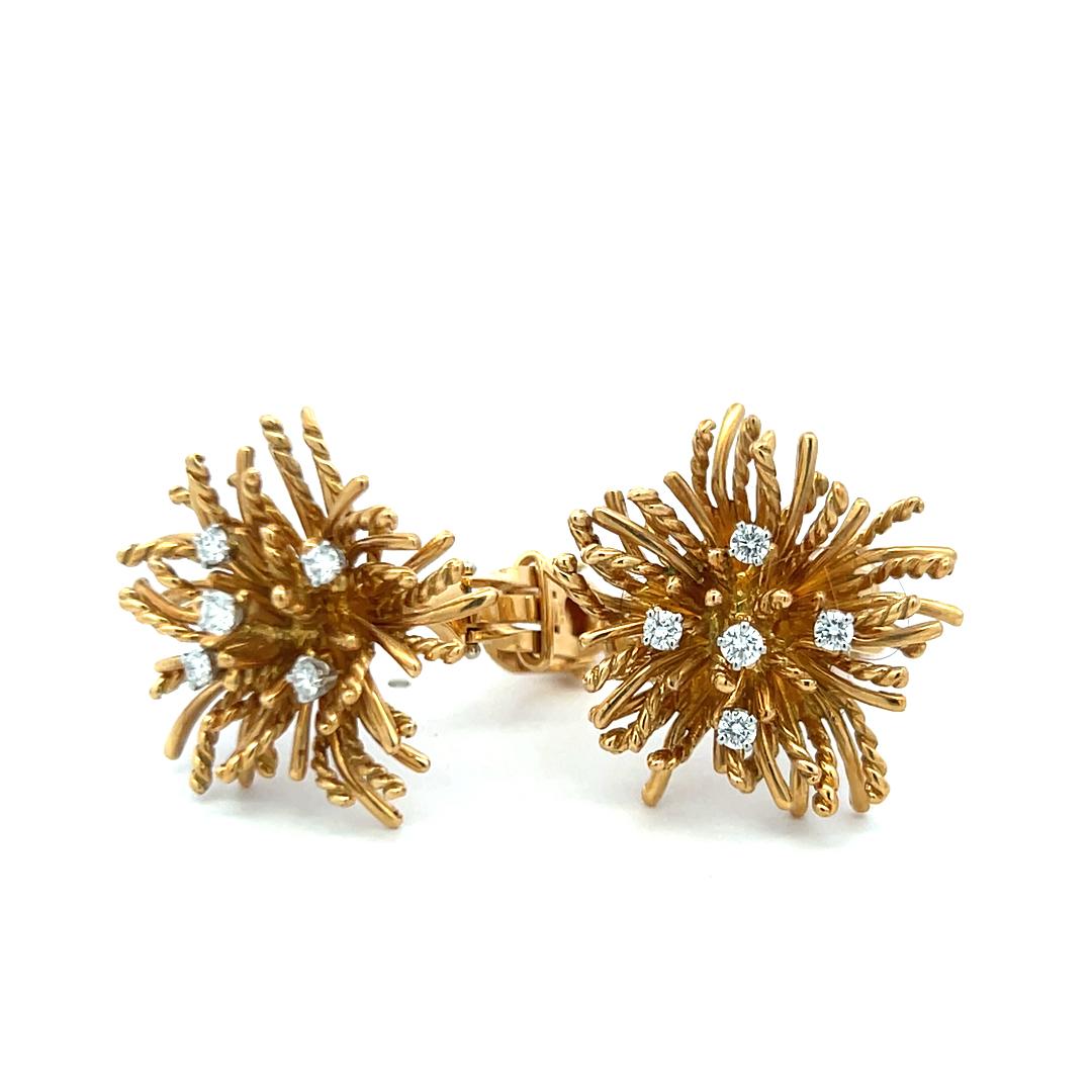 Boucles d'oreilles à pince en or jaune 18 carats de Tiffany & Co 0,50 carat de diamant rond en vente 3