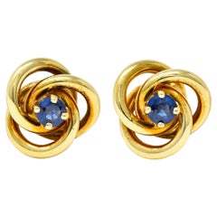 Tiffany & Co. 0.50 Sapphire 18 Karat Gold Vintage Tiffany Knot Stud Earrings