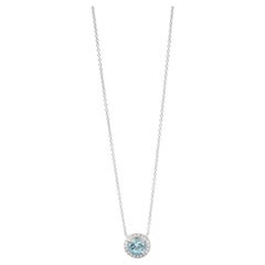 Tiffany & Co. 0.50ct Brilliant Cut Aquamarine And Diamond Soleste Pendant