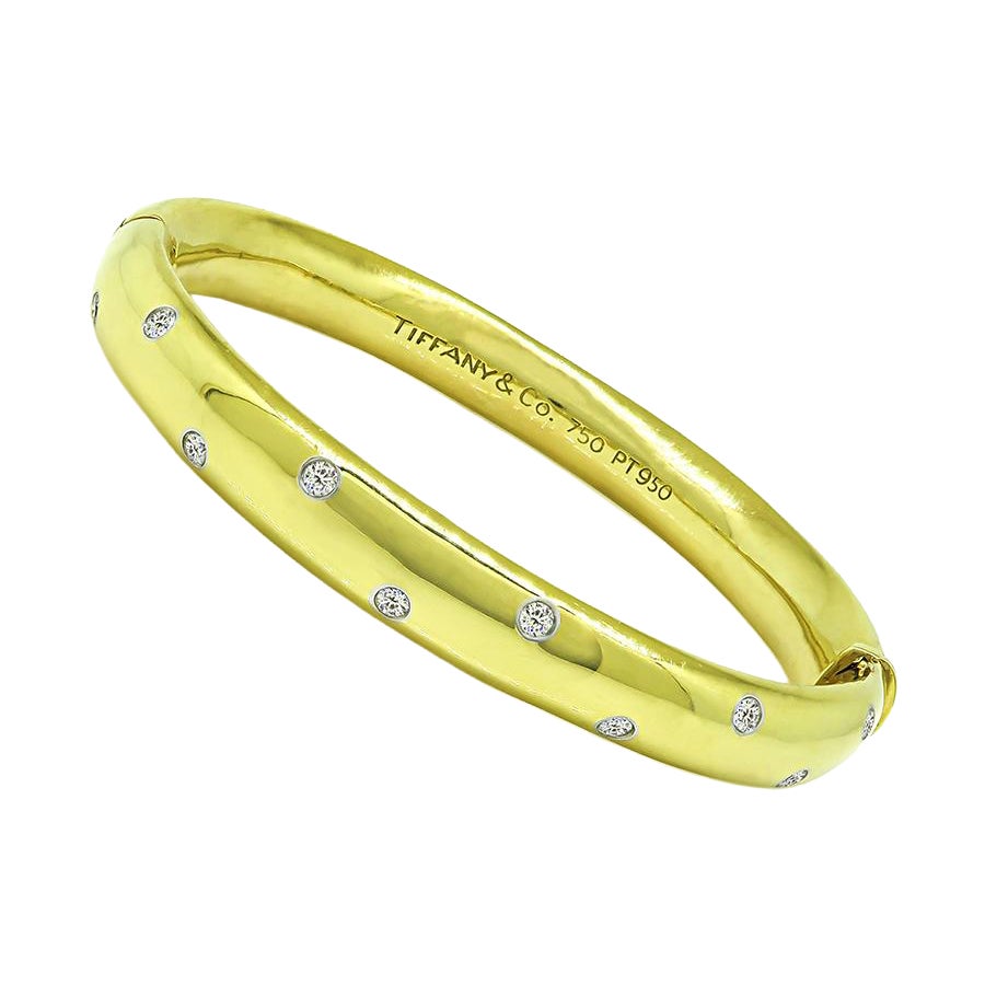 Bracciale rigido Etoile di Tiffany & Co con diamante da 0,50 ct, in oro giallo 18k e platino