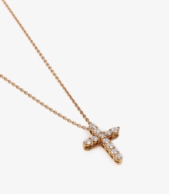 Tiffany & Co. 0.51ct Brilliant Cut Diamond 18ct Yellow Gold Small Cross Pendant